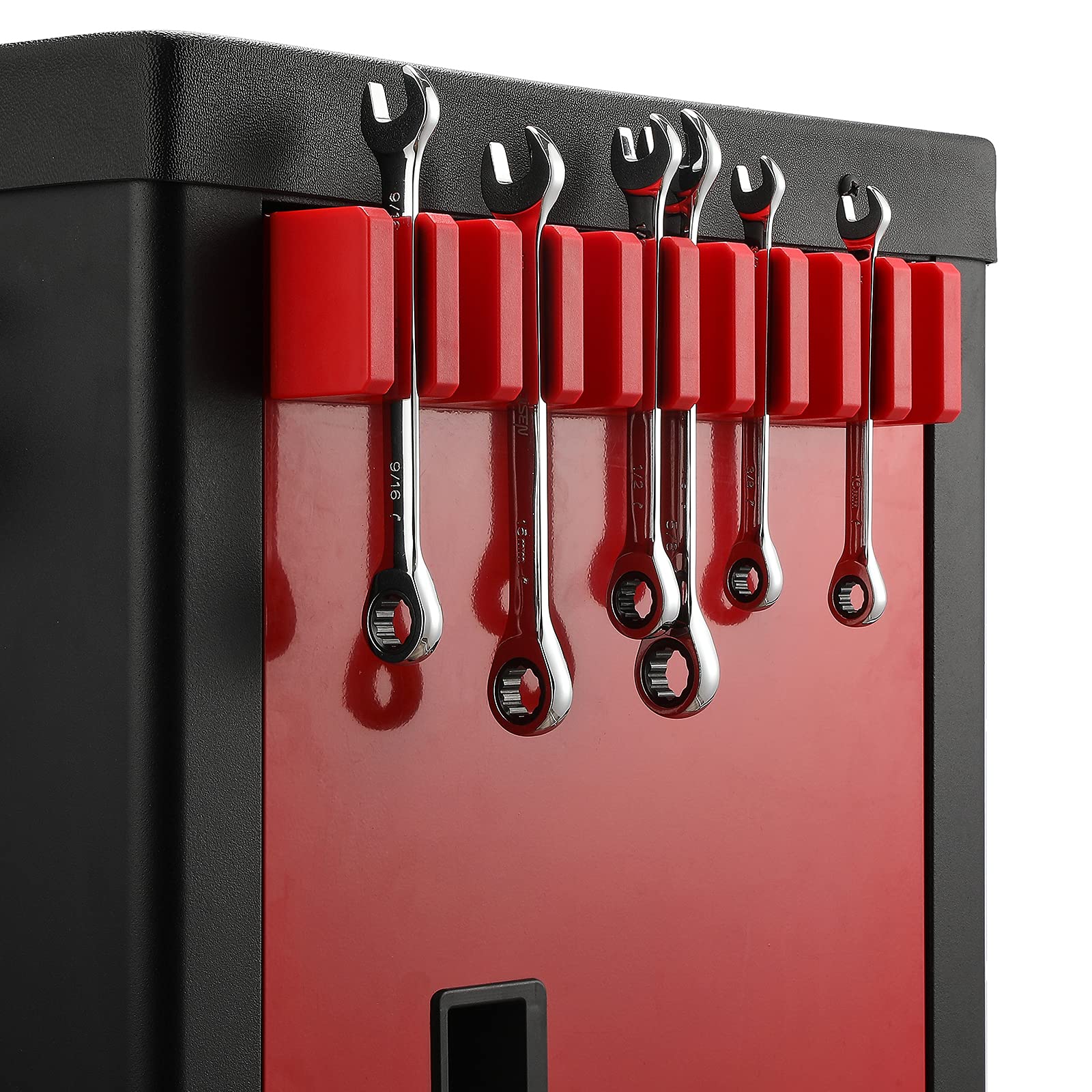 EMENTOL Red Magnetic Plier & Wrench Holder - 10-Piece Tool Organizer Set with Modular Screwdriver Storage | Perfect for Garage, Workshop & DIY Projects