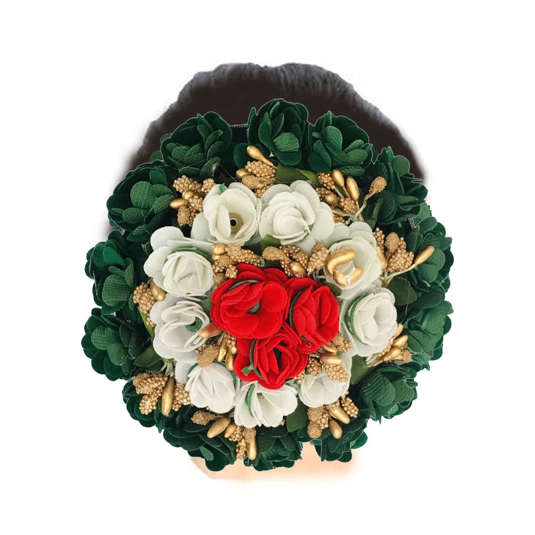 Arooman™ Artificial Flower Bun Gajra Hair Accessories for Women - Pack of 1 - Perfect for Weddings, Parties, and Festive Occasions