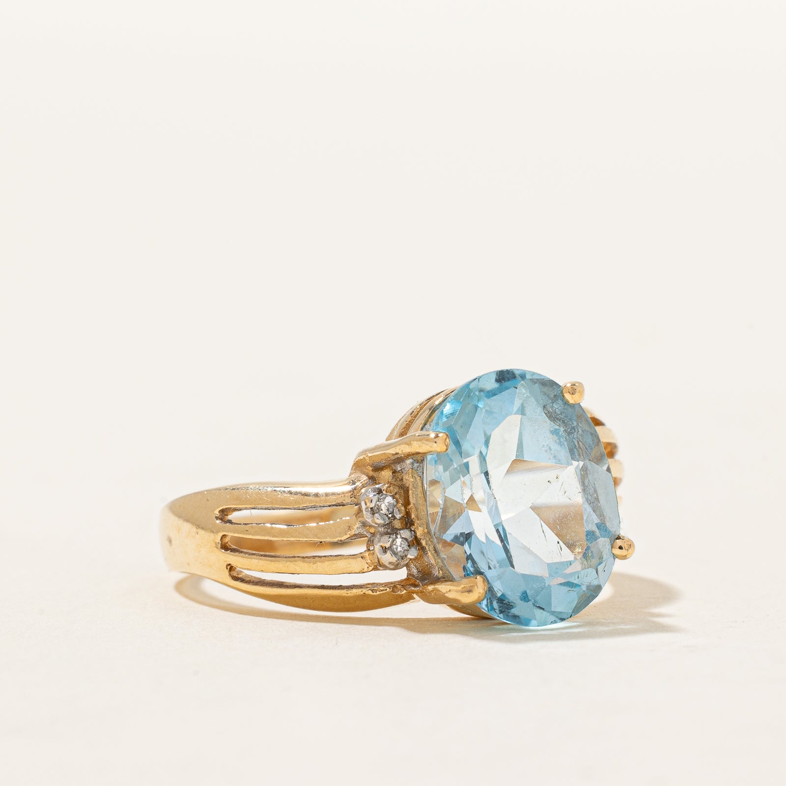 Exquisite 4.90ct Blue Topaz & 0.02ct Diamond Cocktail Ring - Size 7.75 | Elegant Women's Jewelry for Parties, Weddings & Special Occasions