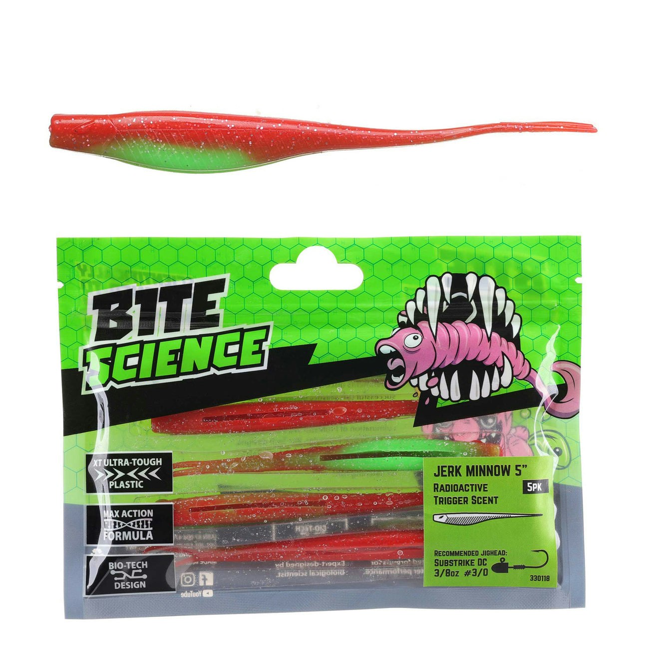 Bite Science Jerk Minnow Fishing Lures - Topwater Bass Lures for Freshwater & Saltwater - Perfect for Trout, Walleye, and Pike Fishing in Lakes & Rivers