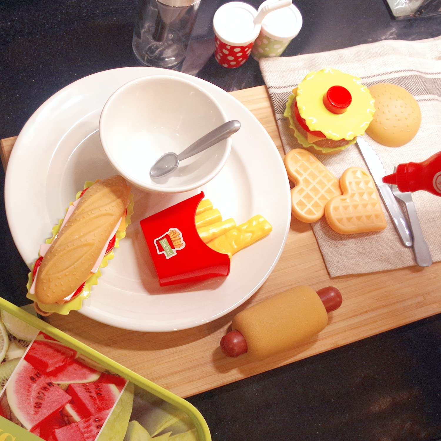 U DREAM Pretend Play Food Set - Stacking Toy Burgers for Kids Kitchen, Educational Toddler Toys for Role Play & Learning | Perfect for Preschool, Daycare & Home Playtime