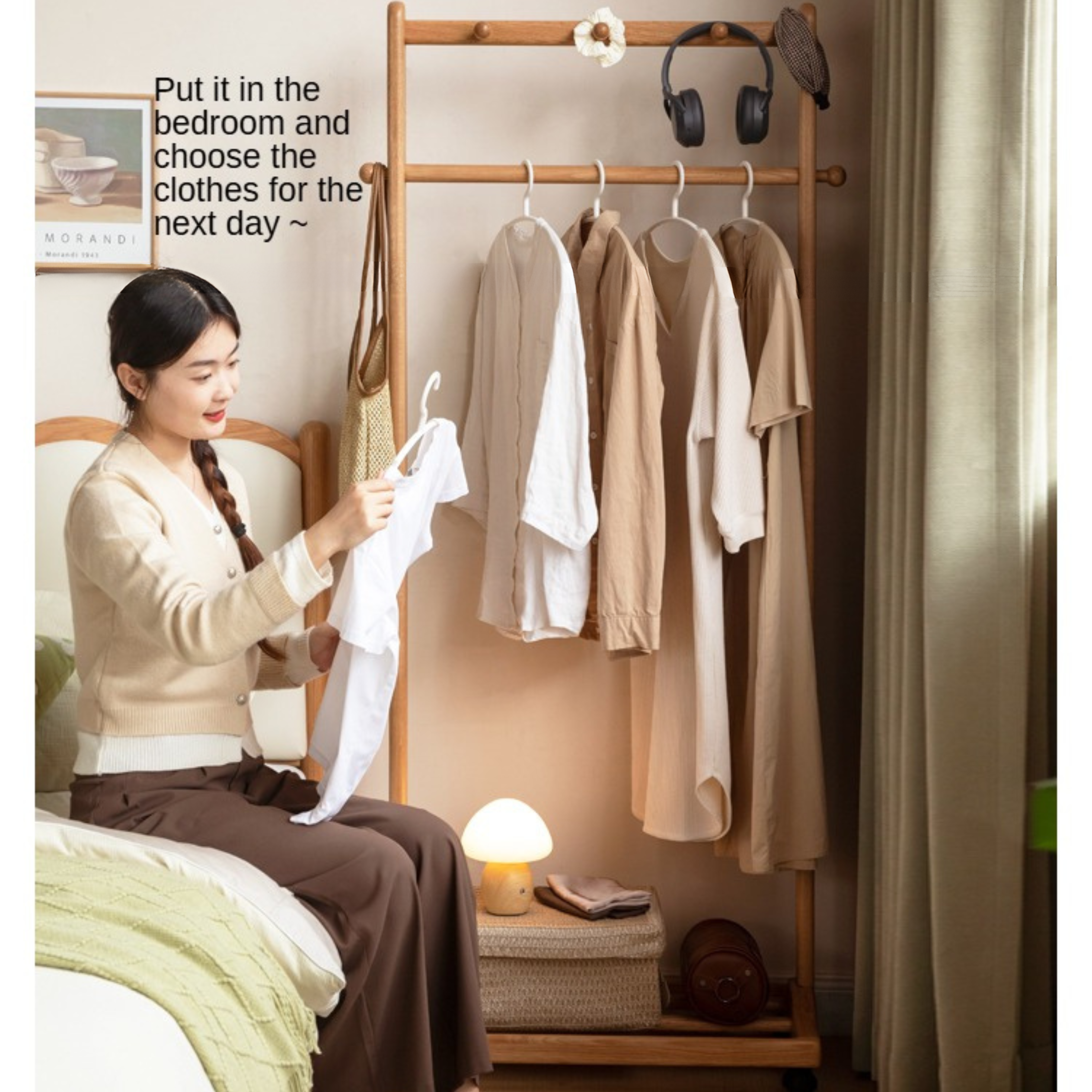 Premium Solid Oak & Birch Wood Wall Hanger - Adjustable Coat Rack for Jackets, Hats & Bags - Perfect for Entryway, Bedroom & Closet Organization