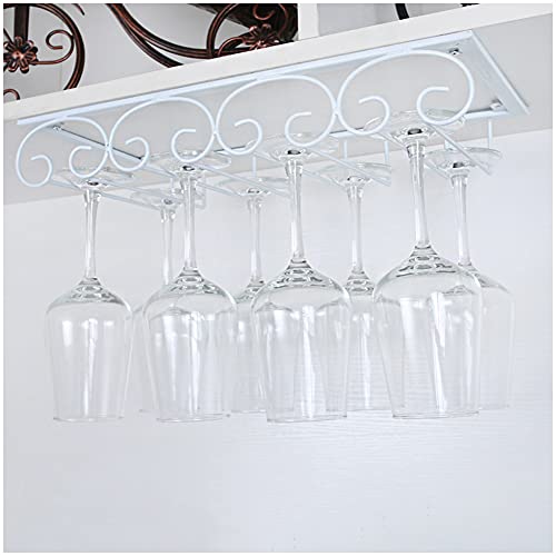 Stemware Hanging Rack - Under Cabinet Wine Glass Holder for Bar Kitchen Dining Room - 4/5/6/7 Row Storage & Drying Rack in White Black Brown - Perfect for Organizing Champagne Flutes & Cocktail Glasses in Home Bars & Restaurants