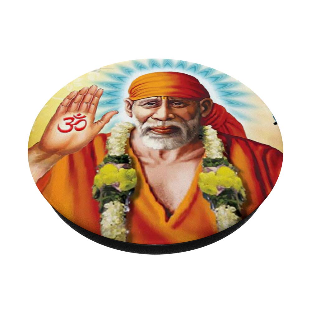 Om Sai Ram Sai Baba Shirdi Sai PopSockets PopGrip - Swappable Phone & Tablet Grip for Devotees | Perfect for Prayer, Meditation & Daily Use