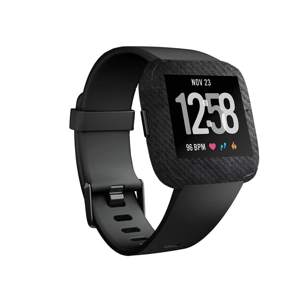 MightySkins Carbon Fiber Skin Protector for Fitbit Versa - Scratch-Resistant, Durable Textured Vinyl Wrap | Easy to Apply & Remove | Made in USA | Perfect for Gym, Work & Outdoor Activities