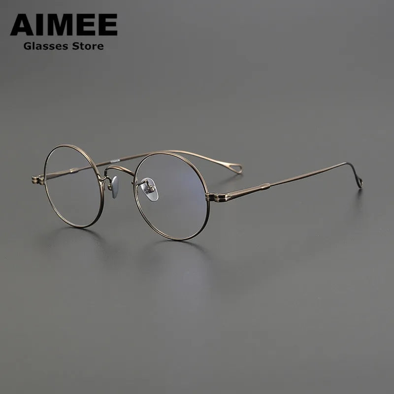 Aimee Unisex Full Rim Small Round Titanium Eyeglasses 50405 - Lightweight & Durable Frame for Men & Women - Perfect for Reading, Work & Everyday Use