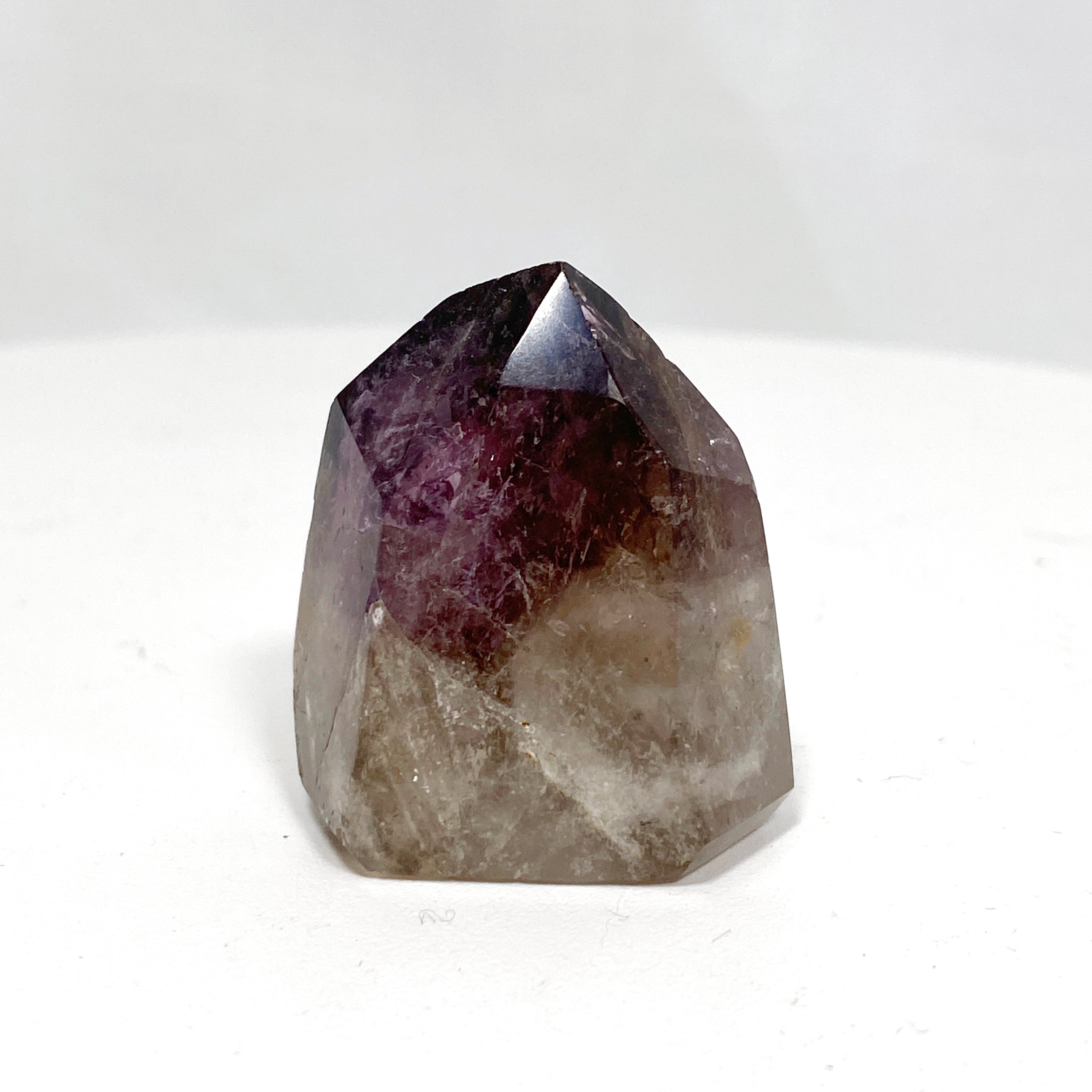 Natural Smokey Amethyst & Clear Quartz Crystal Point - Healing Stones for Meditation, Reiki, and Home Decor (CR3450)