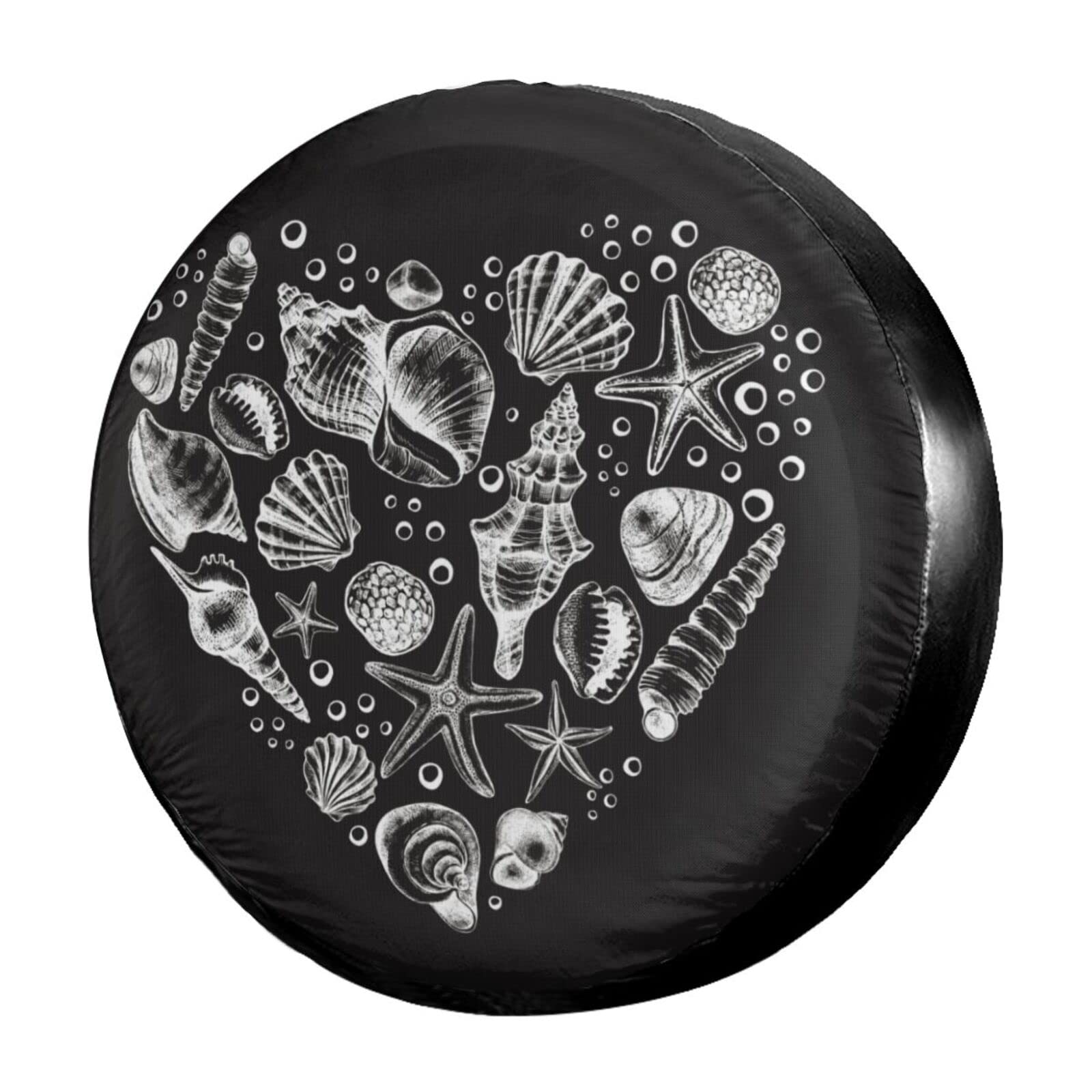 15 Inch Sea Shells Starfish Spare Tire Cover - Dust-Proof Wheel Protector for Trailers, RVs, SUVs & Vehicles | Perfect for Beach Trips & Outdoor Adventures