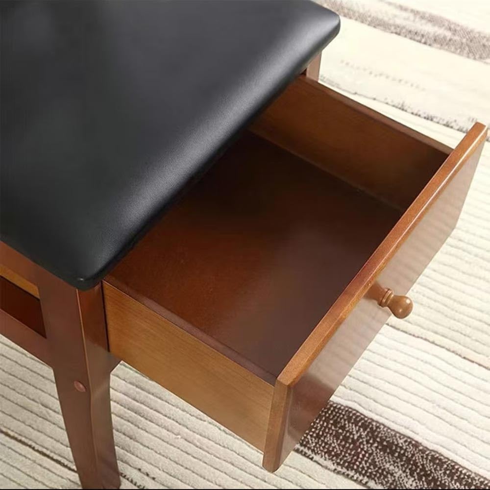 Wooden Chair Valet Stand with Hanger, Drawer & Trouser Bar - Mahogany Office Clothes Organizer 18