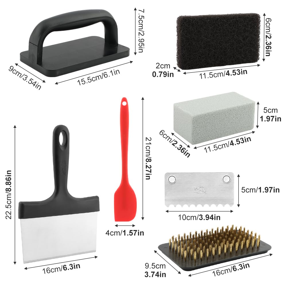 Kakalote 14-Piece Griddle & Grill Cleaning Kit - Scraper, Cleaning Brick, Scouring Pads, Wire Brush for Stain Removal - Perfect for Flat Top Grills, BBQ, Outdoor Cooking & Camping