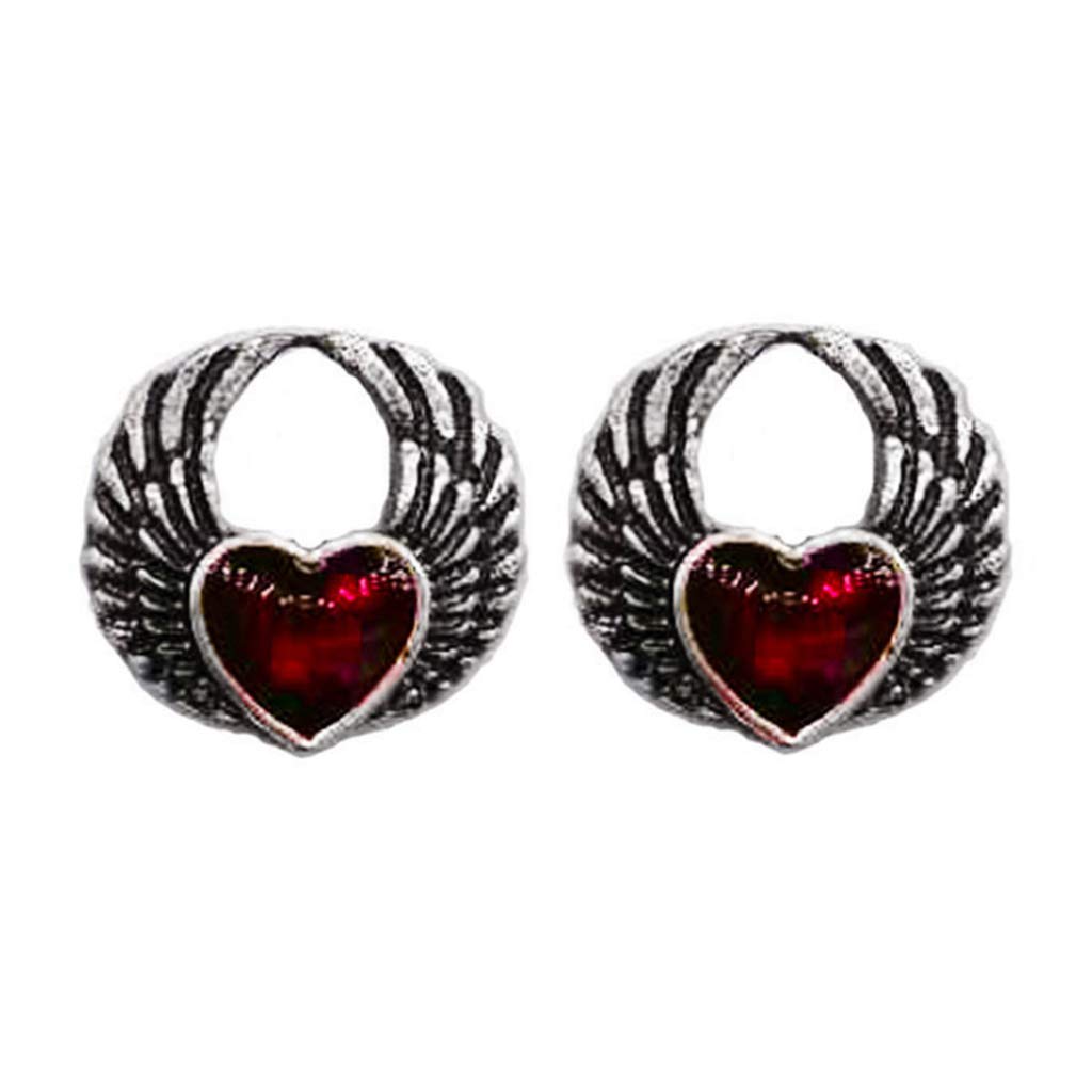 Retro Red Heart Wing Stud Earrings for Women - Gothic Jewelry for Parties