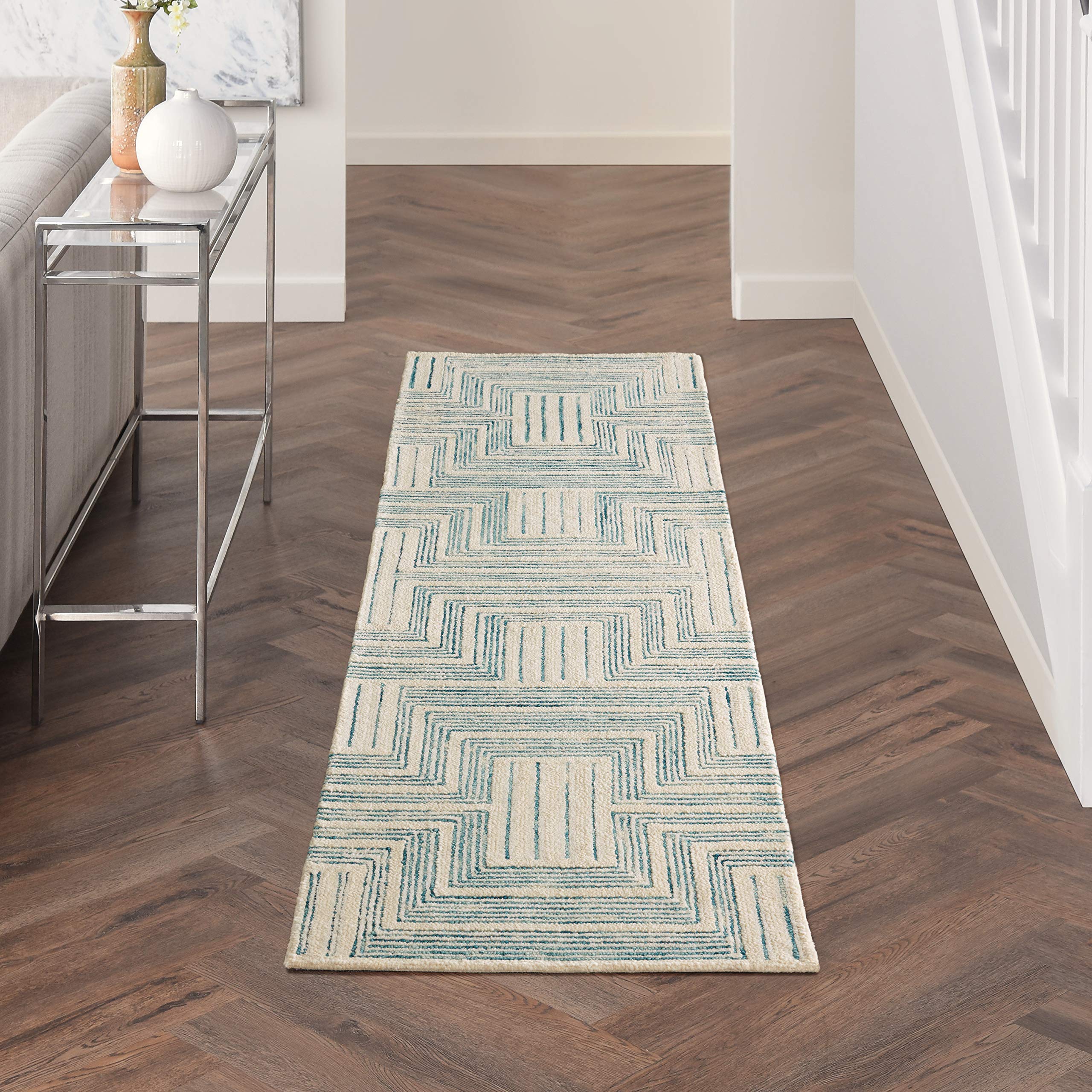Nourison Linked Bohemian Ivory/Turquoise 2'3