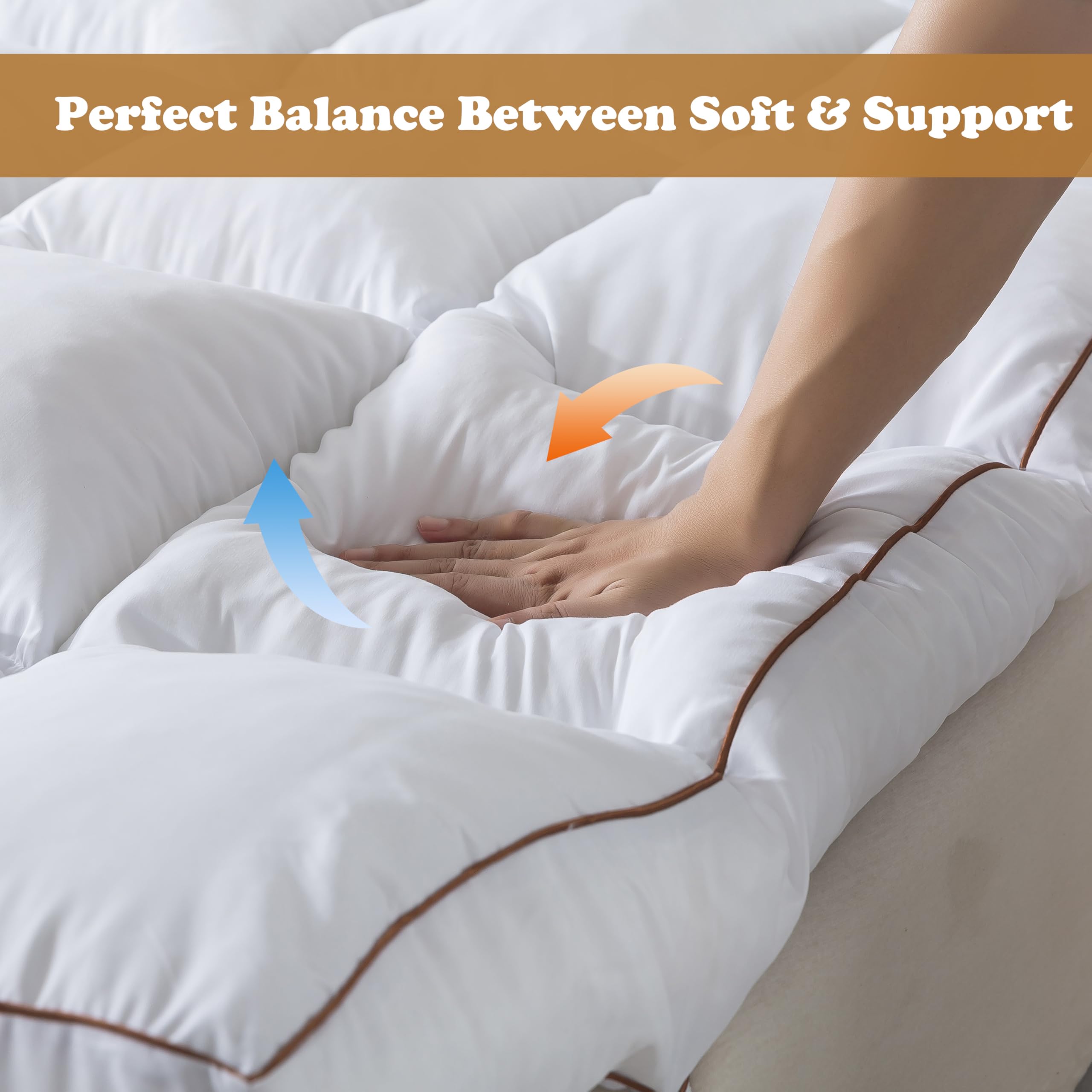3 Inch King Size Memory Foam Mattress Topper - 1700GSM Fluffy Shredded Foam Pillow Top with 4 Anchor Elastic Bands & Anti-Slip Bottom (78x80in) - Perfect for Back Pain Relief, Guest Beds, and Luxury Hotel-Style Comfort