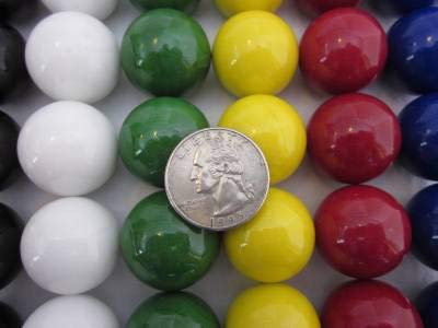 30 Large 1-Inch (25mm) Replacement Solid Glass Marbles - 5 of Each Color for Chinese Checkers, Aggravation, Wahoo, Dirty Marbles Board Games - Perfect for Family Game Nights, Kids Playtime, and Classic Marble Game Fun