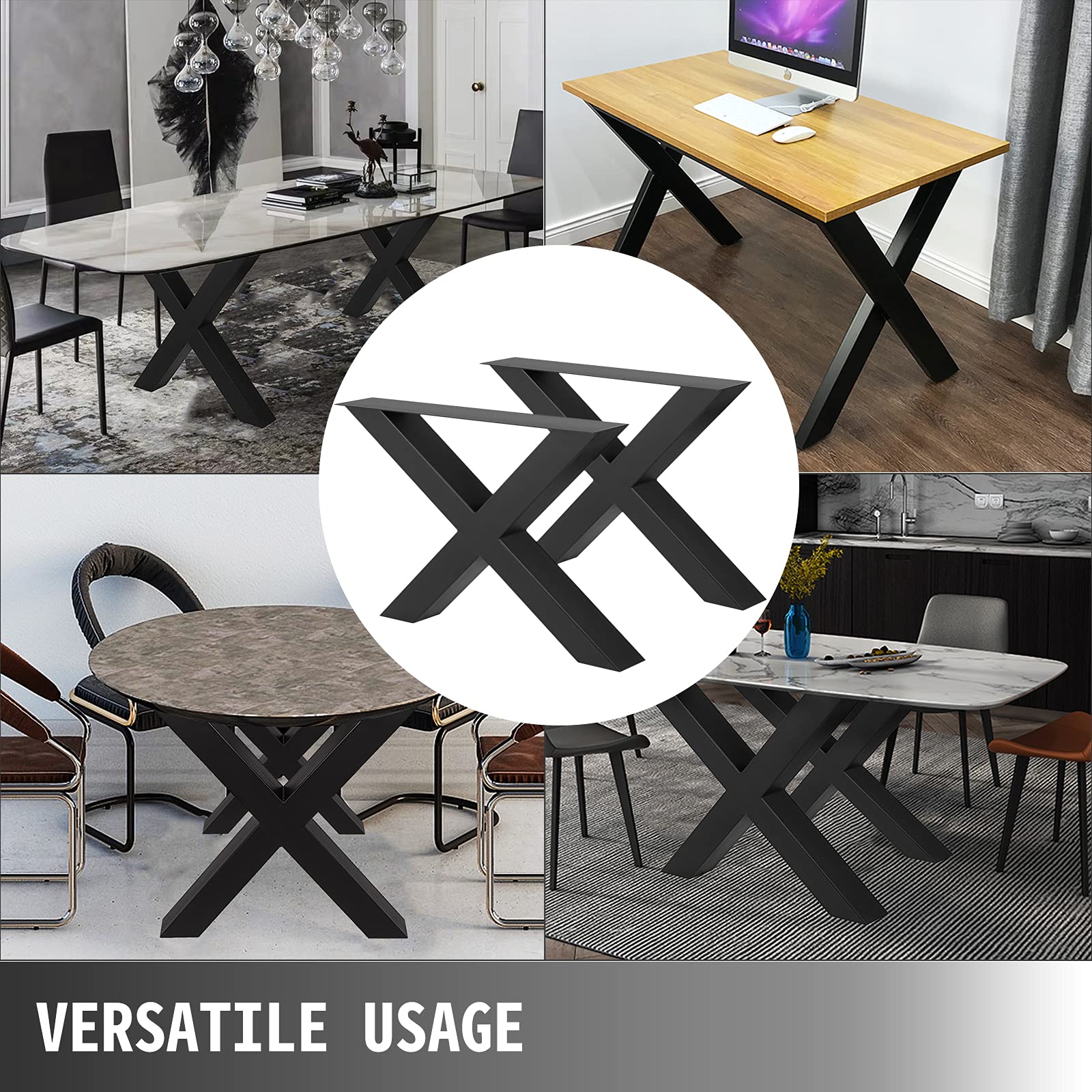 VEVOR Set of 2 Heavy Duty Steel Table Legs - 28