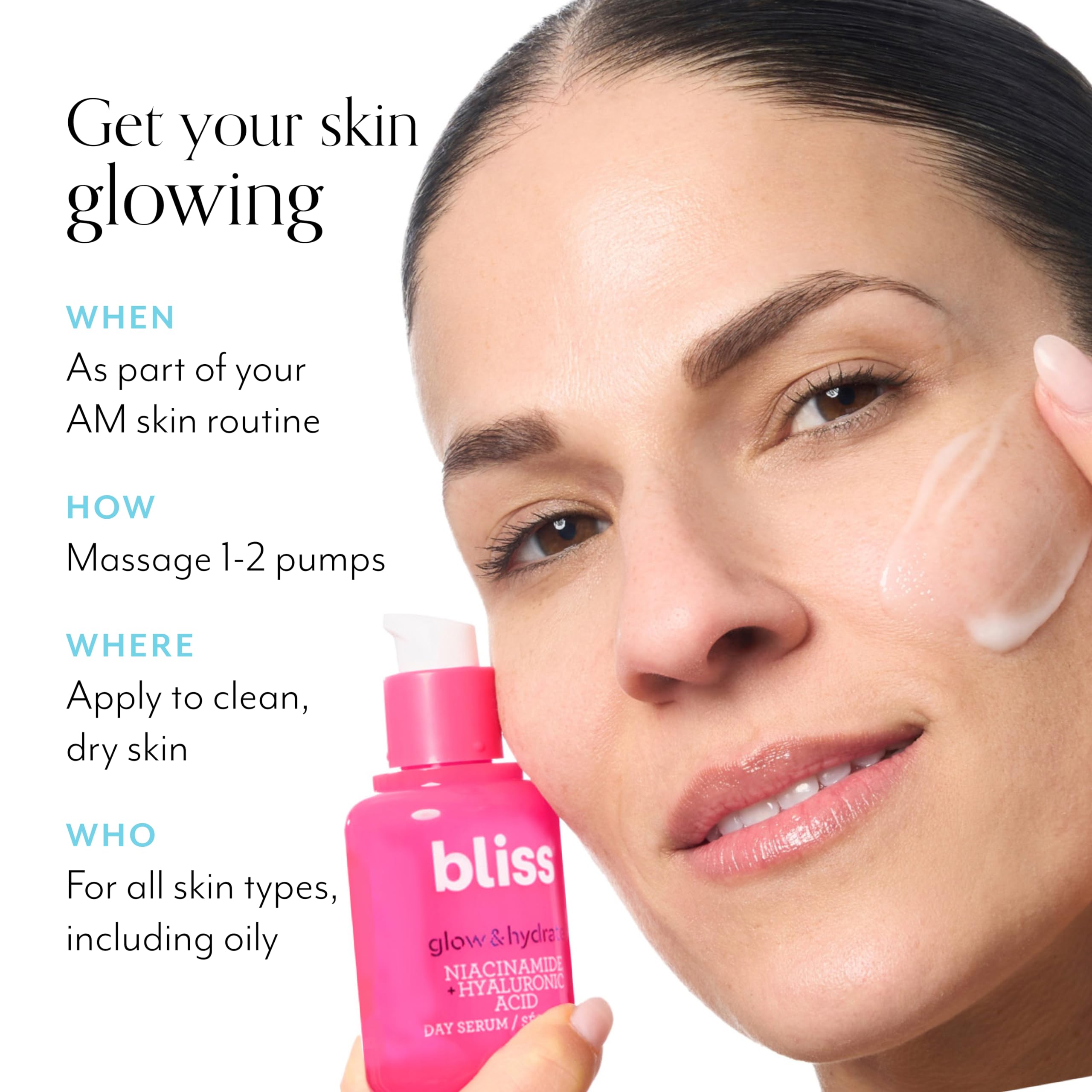 Bliss Glow & Hydrate Day Serum - Niacinamide, Hyaluronic Acid & Vitamin E Face Serum for Dry Skin | Replenishing, Cruelty-Free, Vegan Formula (30ml) | Perfect for Morning Skincare Routine & Hydration Boost