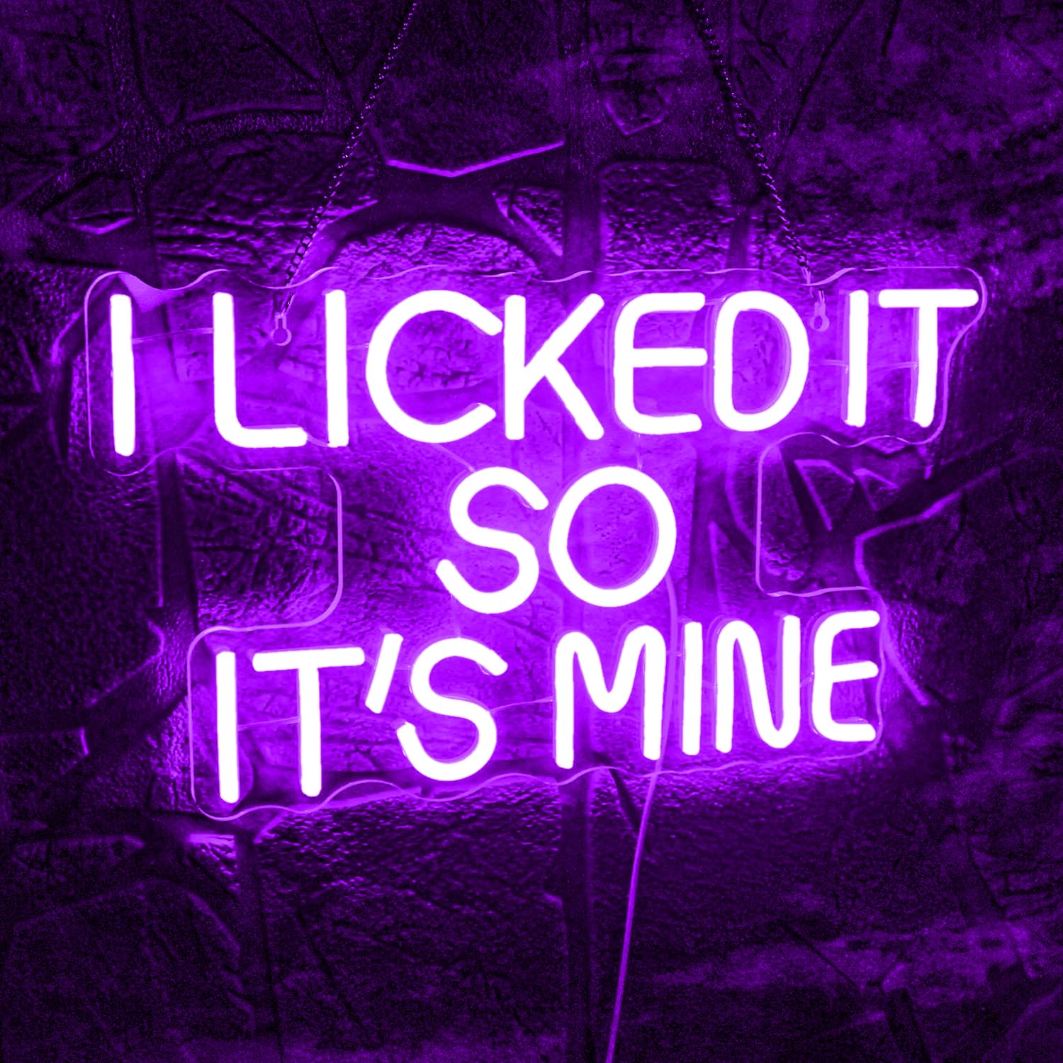 WLHOPE 'I Licked It So It's Mine' Purple LED Neon Sign - USB Powered Wall Decor for Bedroom, Home Bar, Club & Hotel Parties - Perfect for Ice Cream Shops & Dessert Stores - Romantic & Playful Lighting for Unique Interior Design