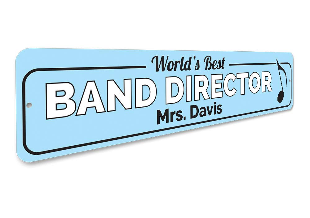 Custom Band Director & Music Teacher Name Sign - Personalized Metal Aluminum Plaque with Music Notes - 4