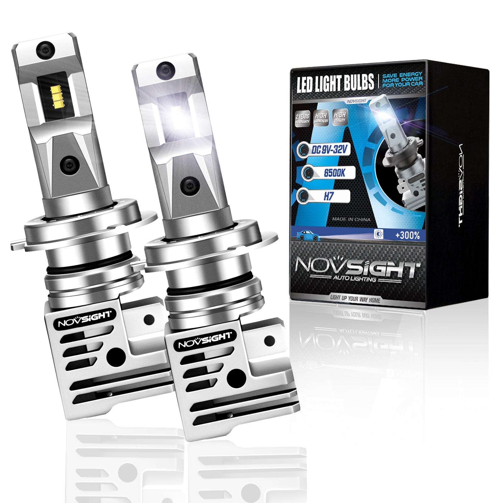 N30 Standard Series Wireless H7 LED Bulbs - 55W 12000LM 6500K Cool White - 1:1 Integrated Design - Pack of 2 - Perfect for Car Headlights, Motorcycle Lights & Off-Road Vehicles