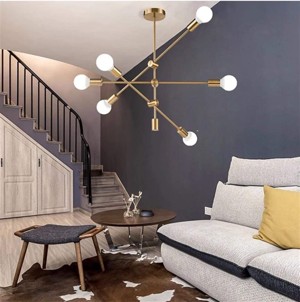 6-Light Adjustable Linear Chandelier - 90cm Modern Nordic Style Metal Pendant Light with Electroplated Finish | Perfect for Dining Room, Living Room & Bedroom Lighting