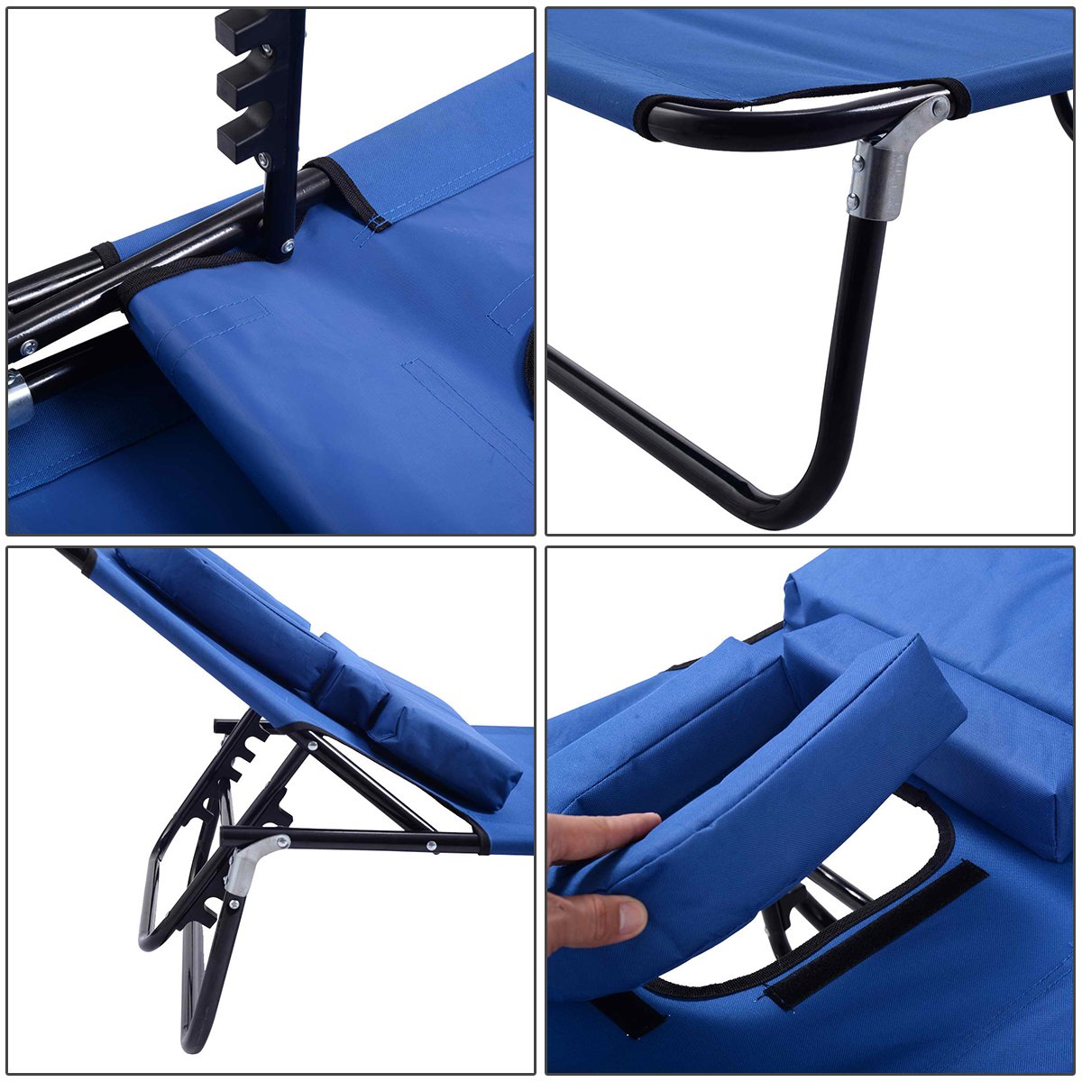 Casart Adjustable Folding Chaise Lounge Chair - Portable Beach Chair with Face Hole for Comfort, Perfect for Sunbathing at Pool, Patio, Backyard & Outdoor Relaxation (2-Pack)