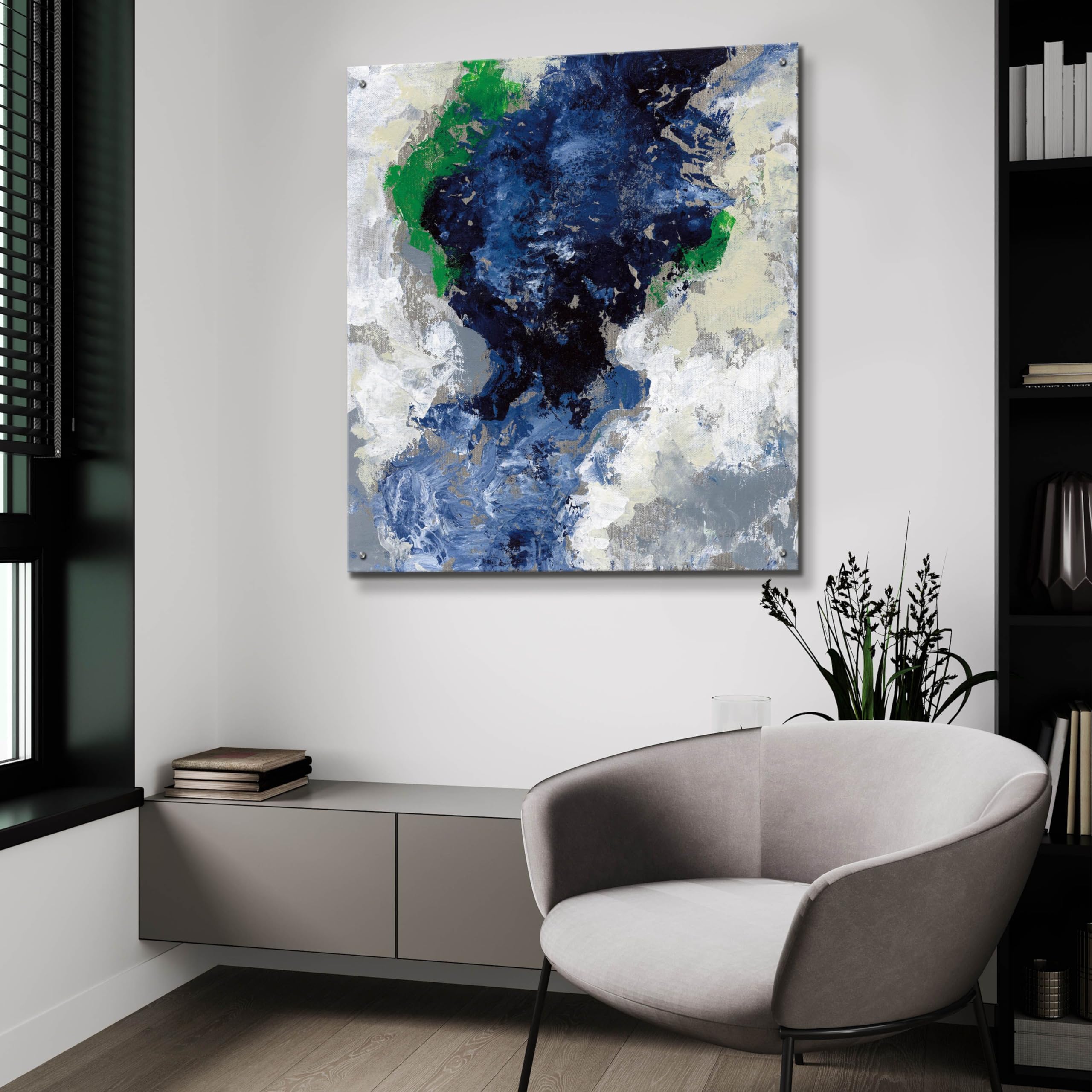 Silvia Vassileva 'Northern Coast IV' Acrylic Glass Wall Art - 36x36 Inch Modern Abstract Painting for Living Room, Bedroom & Office Decor