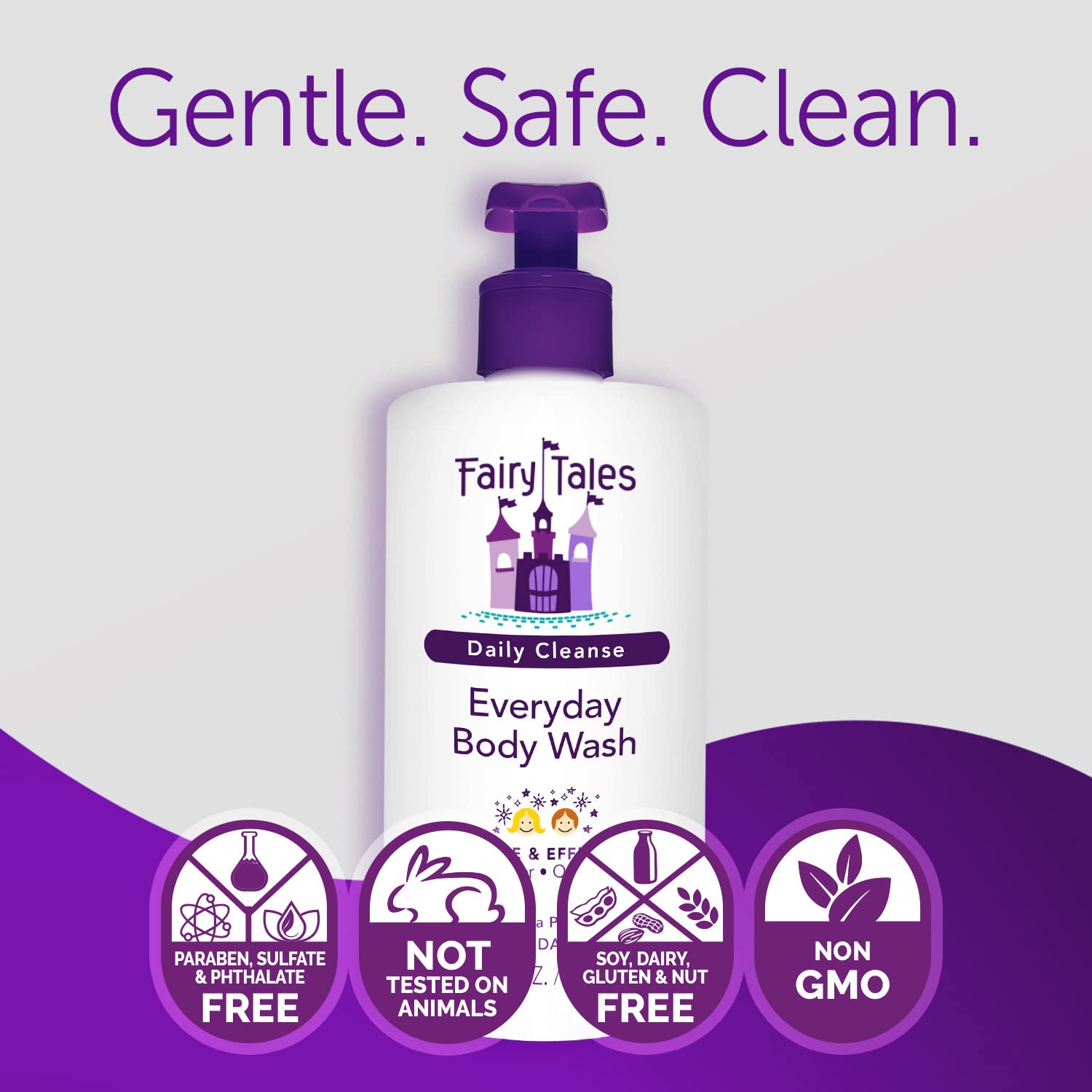 Fairy Tales Daily Cleanse Kids Body Wash - Gentle & Safe for Toddlers & Children | Tear-Free, Chemical-Free 16oz Bottle | Perfect for Bath Time, Shower & Sensitive Skin Care