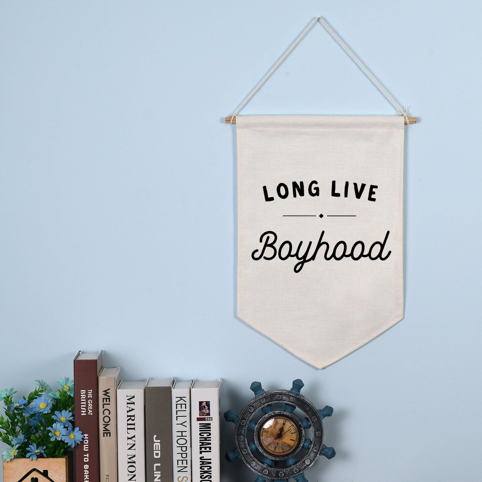 Long Live Boyhood Pennant Flag - Boho Wall Art Banner for Kids Room, Nursery & Playroom Decor - Perfect for Boys Bedroom, Brother's Room & Nursery Wall Decor - Ideal for Birthday Parties, Baby Showers & Themed Room Design