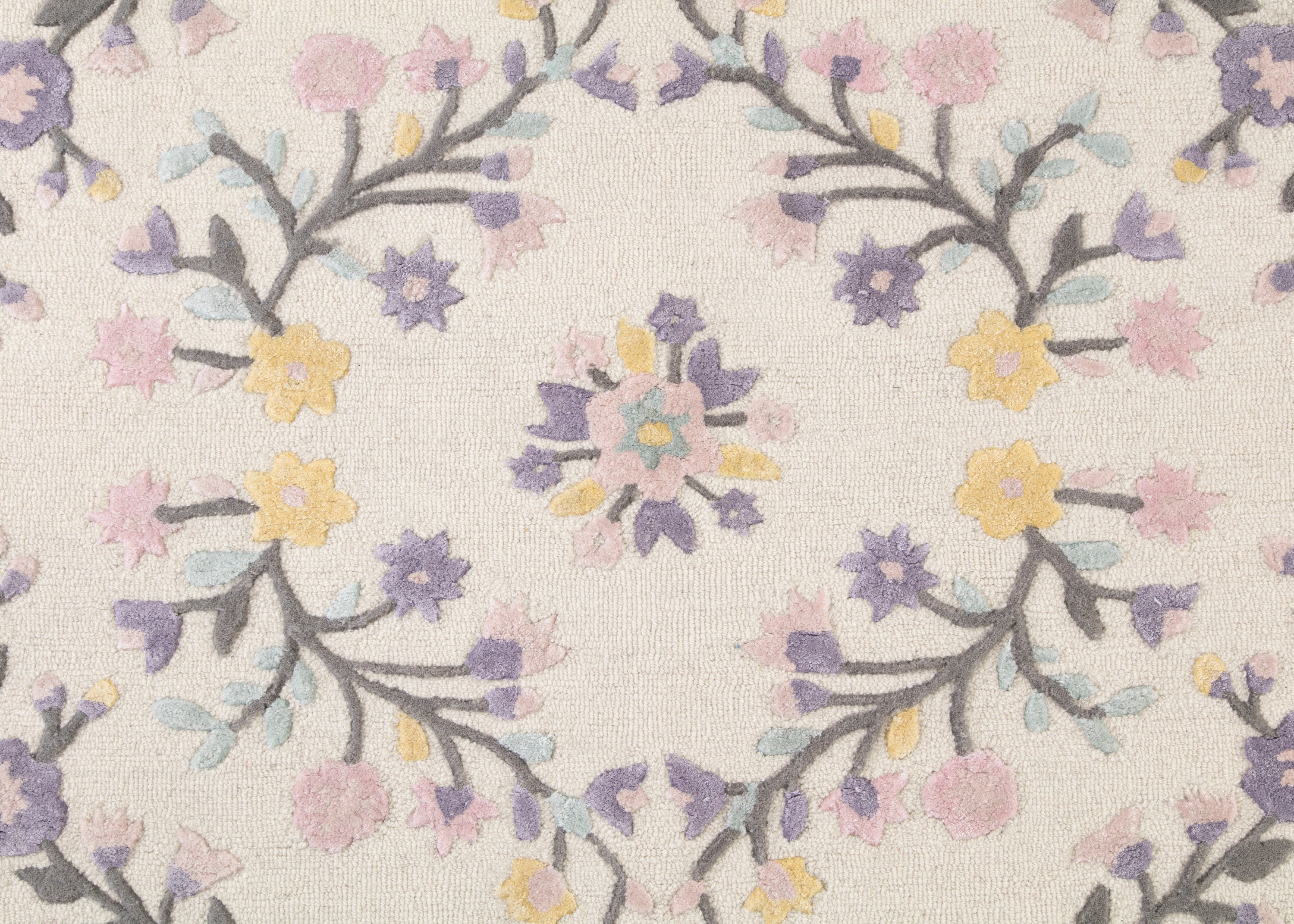 Floral Garden Hand Tufted Wool Blend Area Rug 5x8 Feet - Soft Non-Slip Living Room Rug for Bedroom, Dining Room & Home Decor