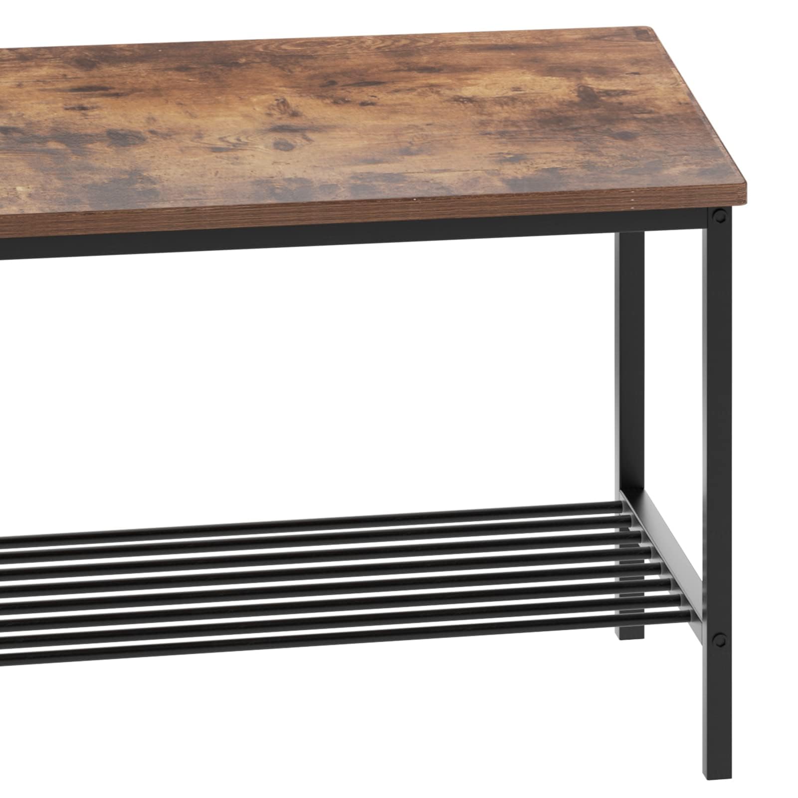 SogesPower 43 Inch Rustic Brown Dining Table Set with 2 Chairs & Bench - Kitchen & Dining Room Furniture for Home & Restaurant Use | Perfect for Family Meals, Entertaining Guests & Small Space Dining