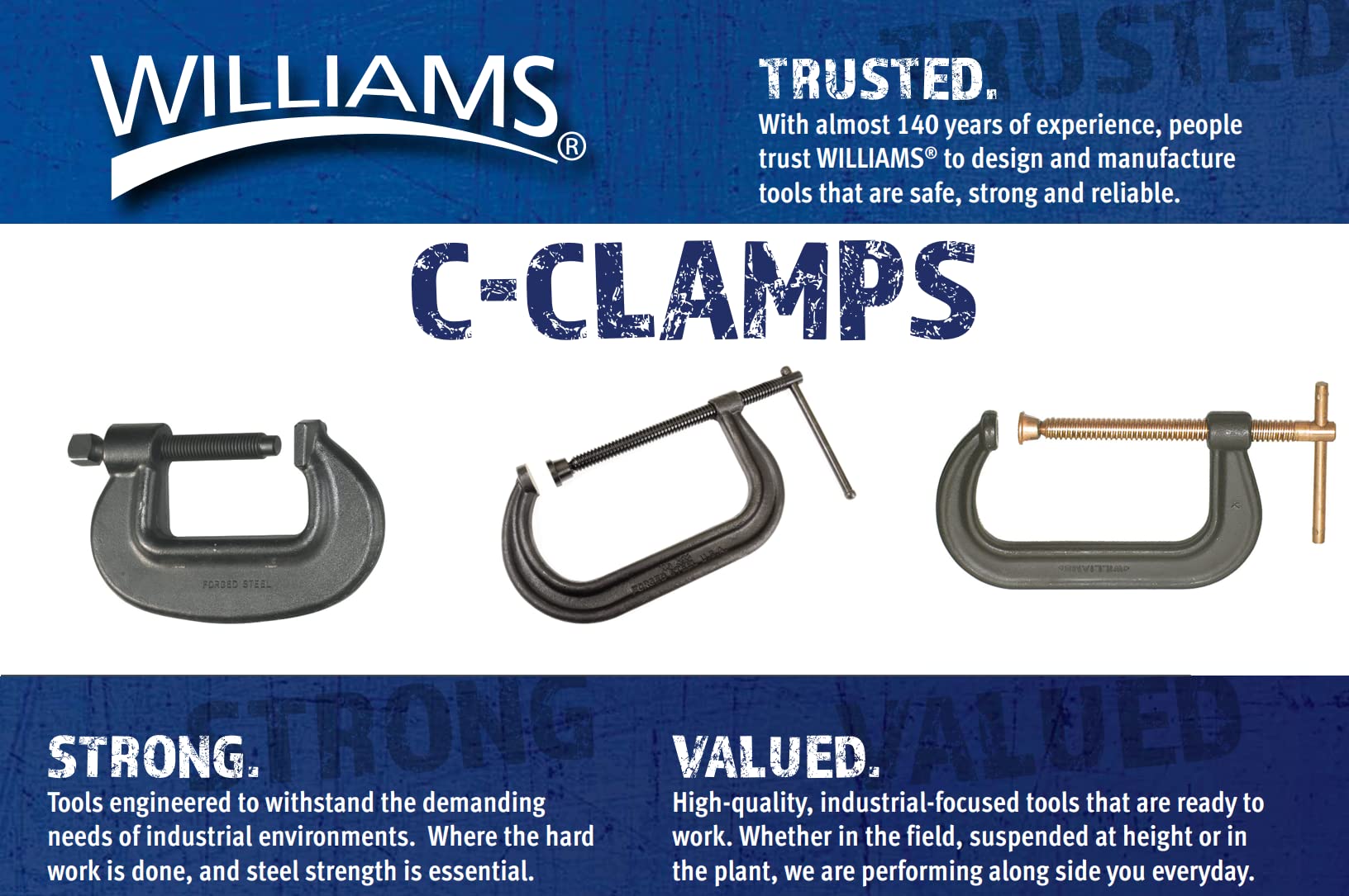 Williams CC-8AAW 8.5-Inch Heavy Duty C Clamp with Swivel Pads - Industrial Strength Metal Clamping Tool for Woodworking, Welding, and DIY Projects