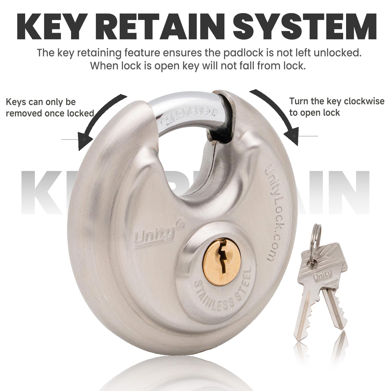 **Stainless Steel Disc Padlock 2 3/4'' (70mm) - Heavy Duty Round Disc Lock for Outdoor Security - Ideal for Self Storage, Trailers, Trucks, Sheds, Fences & Containers - Weatherproof & Durable**    *(Use Cases: Secure your storage units, trailers, trucks, sheds, fences, and shipping containers with this rust-resistant stainless steel disc lock for long-lasting protection.)*