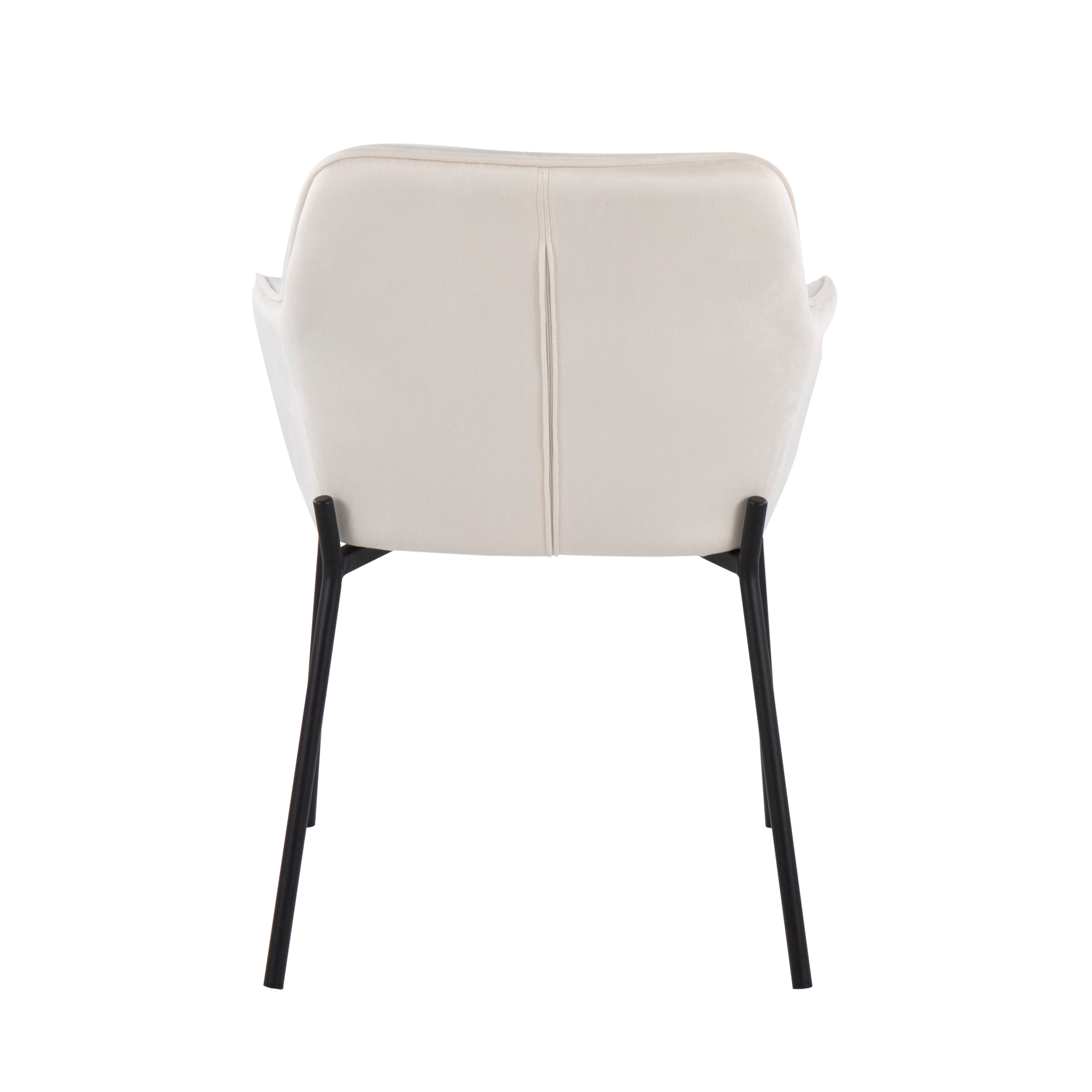 LumiSource Daniella Modern Dining Chairs - Set of 2 Black Metal & Cream Velvet Upholstered Seats for Contemporary Dining Room, Kitchen, or Breakfast Nook
