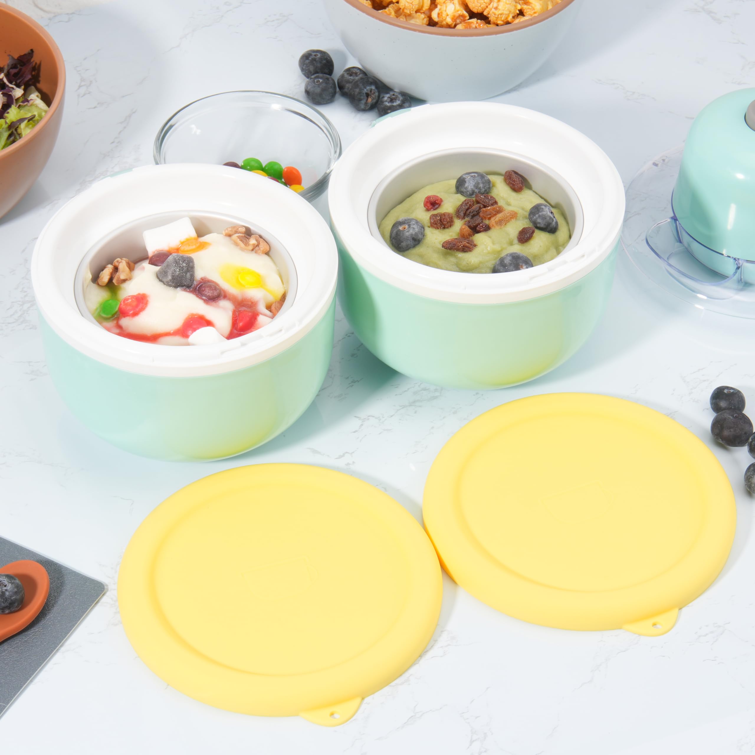 2-Pack Silicone Lids for Dash My Mug Ice Cream Maker - Food Grade Reusable Bowl Covers - Freezer & Dishwasher Safe - Perfect for Ice Cream Storage & Food Preservation (Bowl Not Included)