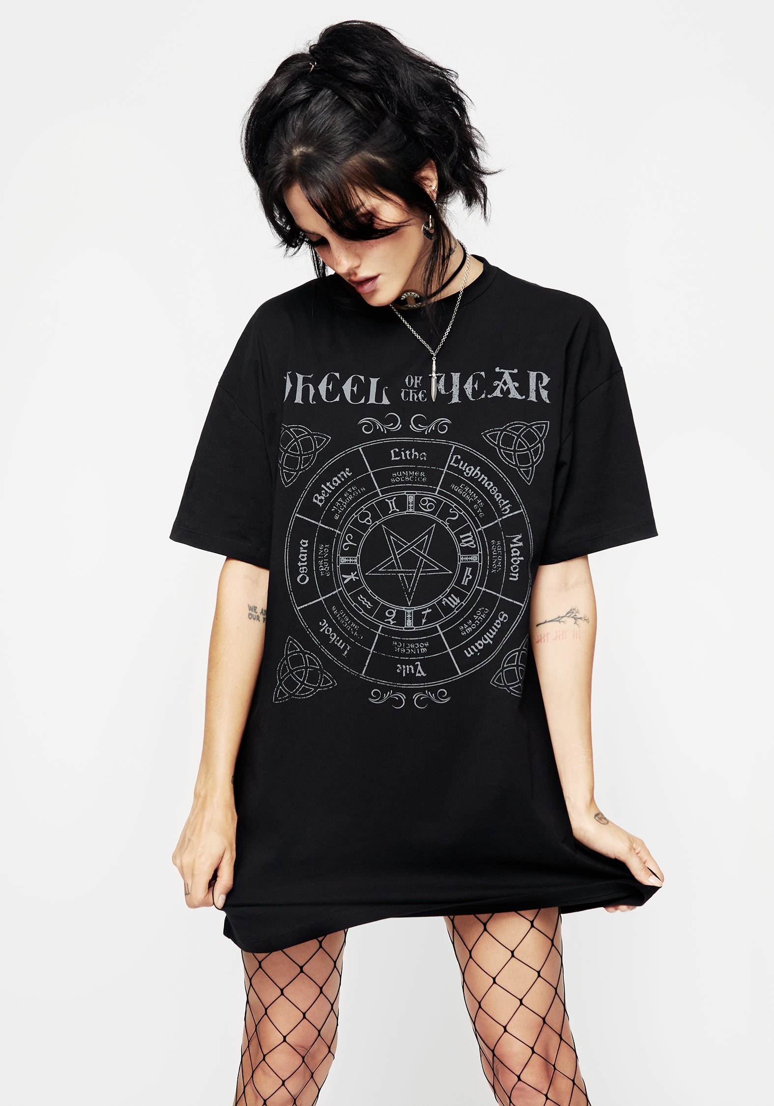 Sabbat Graphic Tee Dress for Women - Stylish Casual T-Shirt Dress with Unique Print | Perfect for Streetwear, Music Festivals & Everyday Comfort