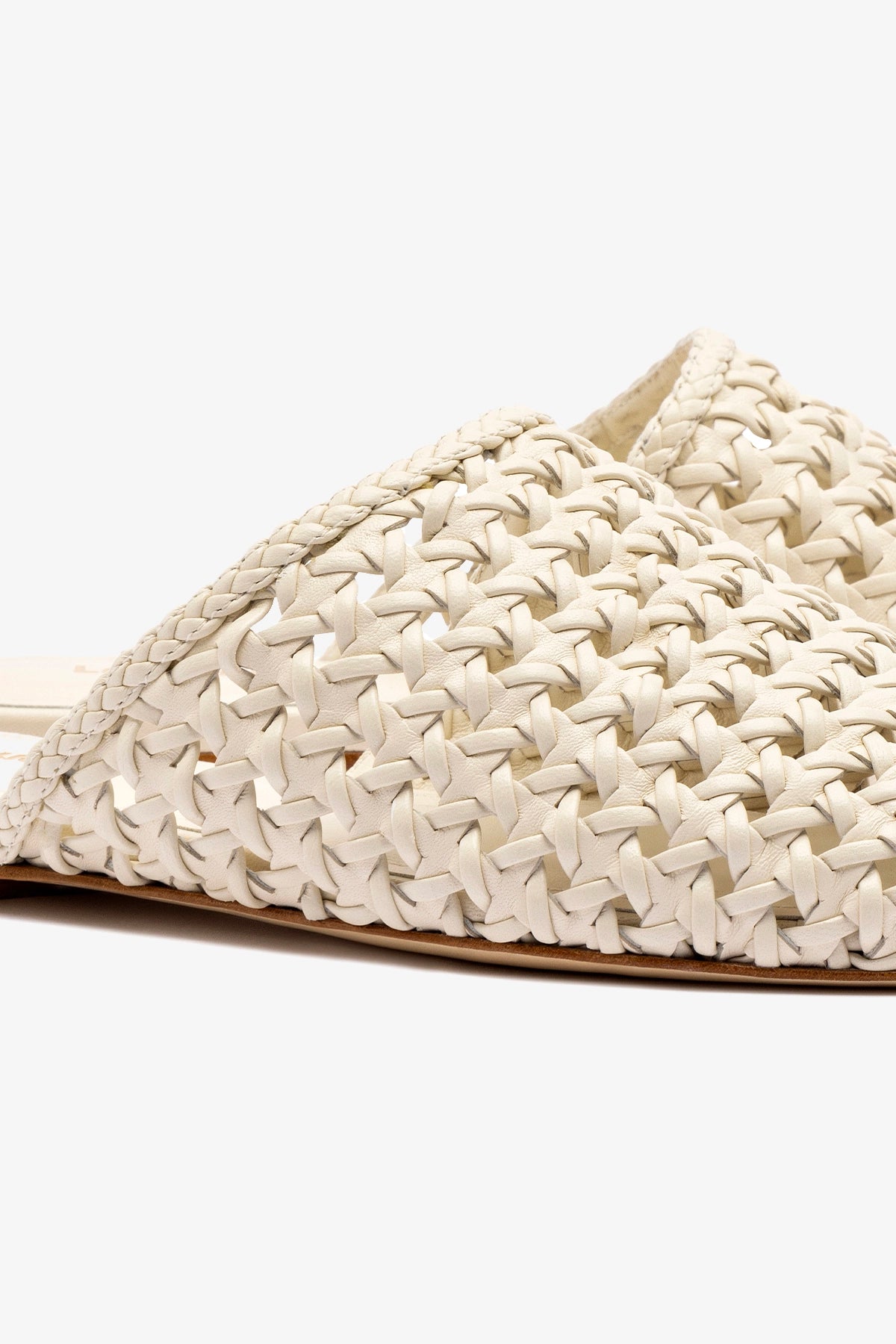 Venice Macrame Flat Mule Sandals - Ivory Leather Slip-On Shoes for Women | Comfortable Bohemian Summer Shoes for Beach, Vacation & Casual Outings