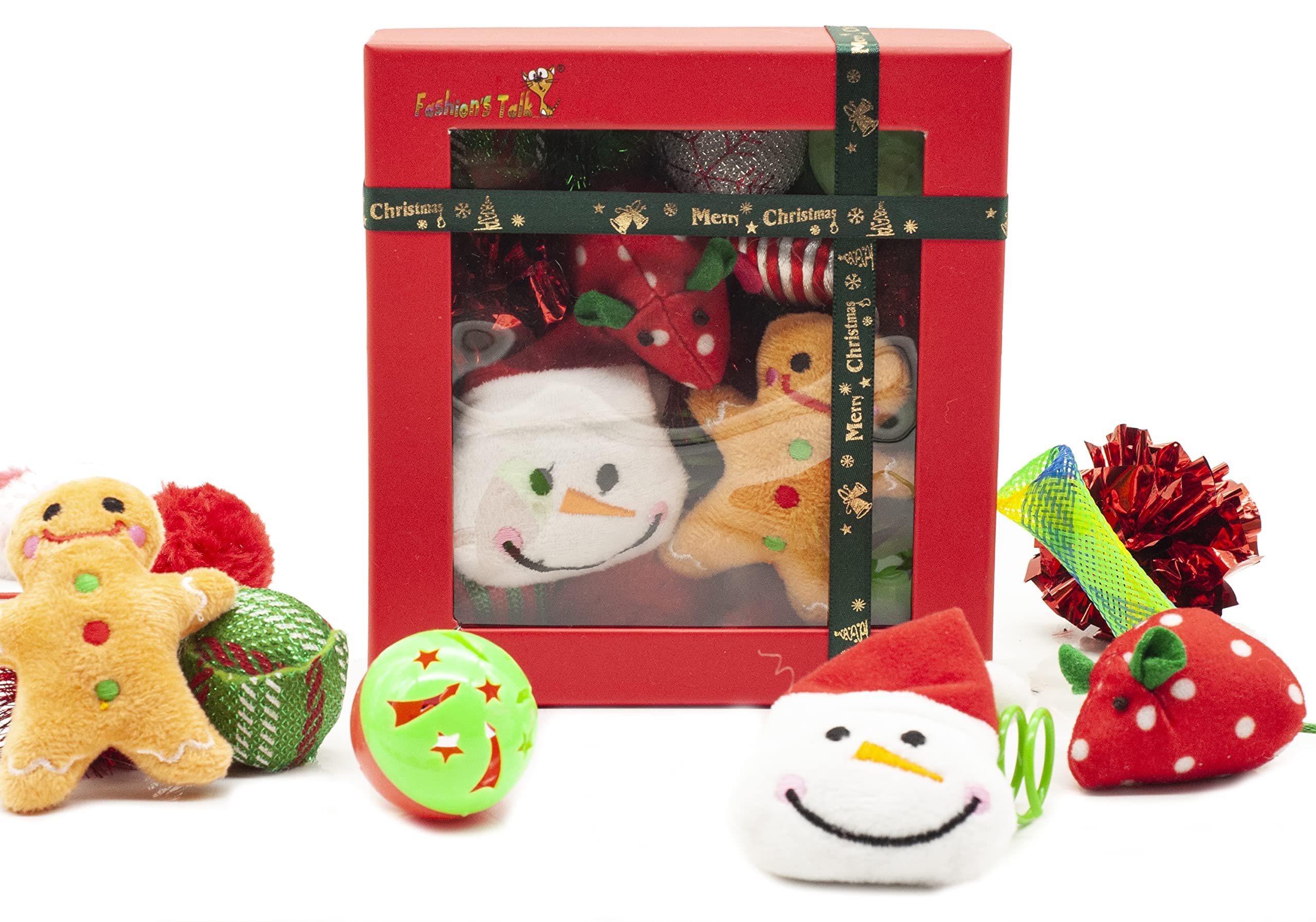 Festive Red Cat Toy Gift Box with Catnip - 20 Count Variety Pack for Holiday Playtime & Gifting | Perfect for Christmas, Birthdays & Kitty Enrichment