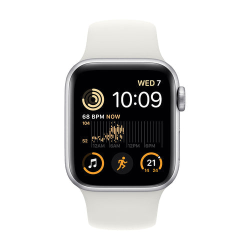 Apple Watch SE 2 (2022) 44mm GPS + Cellular Smartwatch - Silver Aluminum Case with White Sport Band (MNU13LL/A) | Fitness Tracker, Heart Rate Monitor, Water Resistant | Perfect for Running, Swimming & Daily Use