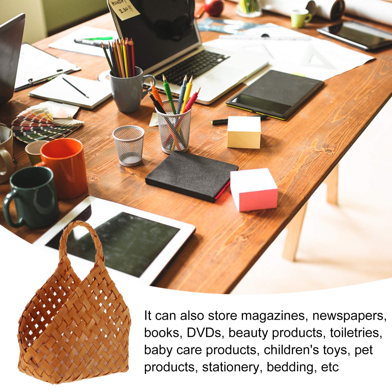 Cabilock Portable Woven Flower Basket - Desktop & Home Storage Organizer for Flowers, Debris, and Sundries | Perfect for Home Decor, Office Organization, and Craft Supplies Storage