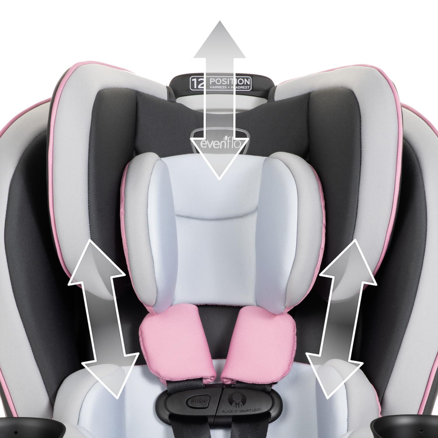 Evenflo EveryKid 3-in-1 Convertible Car Seat for Toddlers & Kids - Oneida Pink - Rear Facing, Forward Facing & Booster Mode - Safe & Comfortable for Travel & Daily Commute