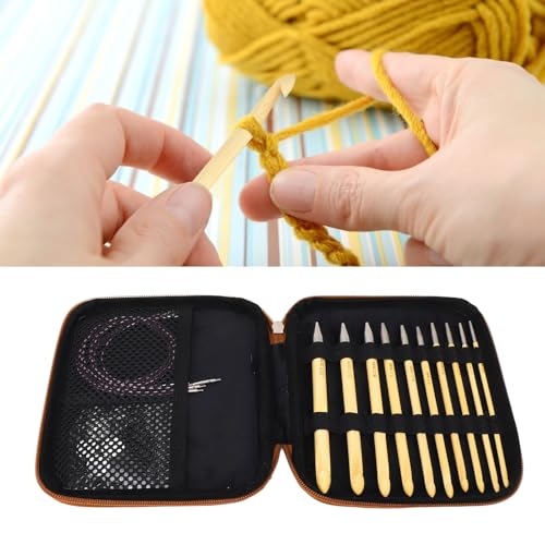 10Pcs Tunisian Crochet Hook Set with Interchangeable Bamboo Needles - Afghan Knitting & Weaving Tools for Handicraft Lovers - Perfect for Crochet Blankets, Scarves and DIY Home Decor Projects