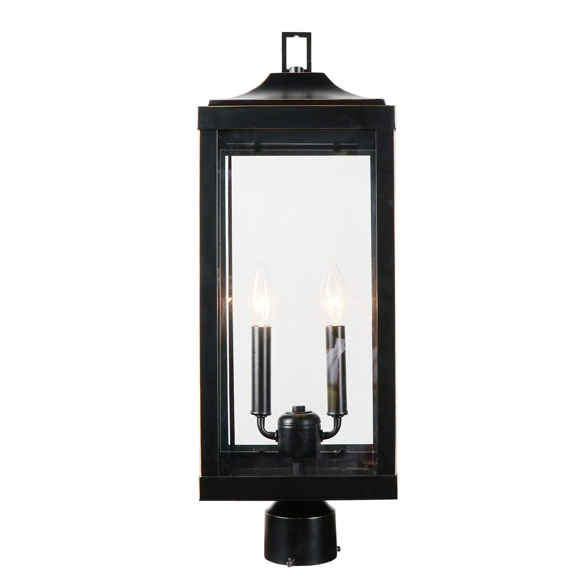 Energy Efficient 2-Light Outdoor Post Lantern in Imperial Black - Perfect for Porch, Patio, and Garden Lighting