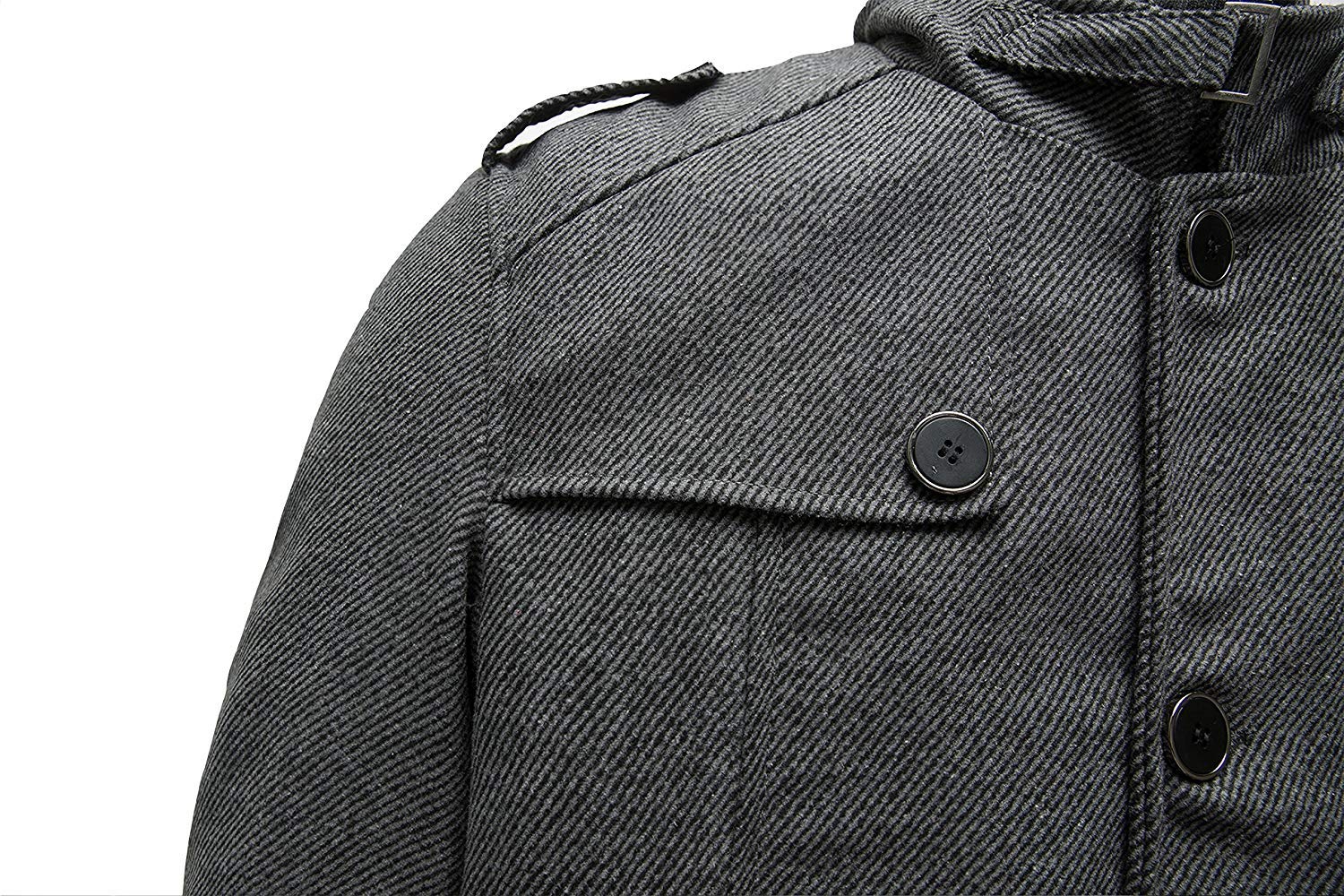 Wantdo Men's Wool Blend Jacket - Stand Collar Windproof Pea Coat for Winter | Warm Casual Outerwear for Work, Travel & Outdoor Activities