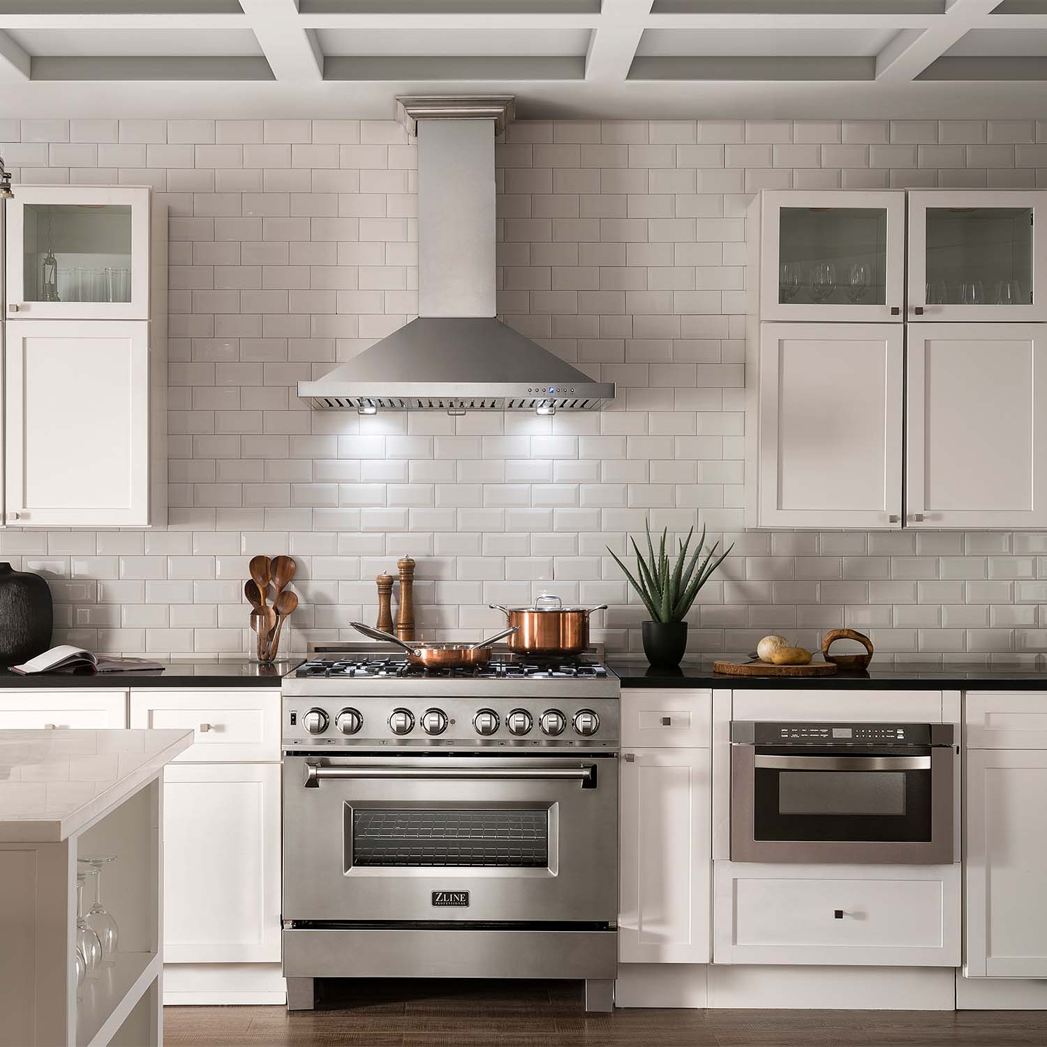 ZLINE 36 Inch Stainless Steel Dual Fuel Range Kitchen Package with Convertible Vent Hood & Microwave Drawer (3KP RARH36 MW) - Perfect for Modern Kitchens, Home Renovations & Professional Chefs