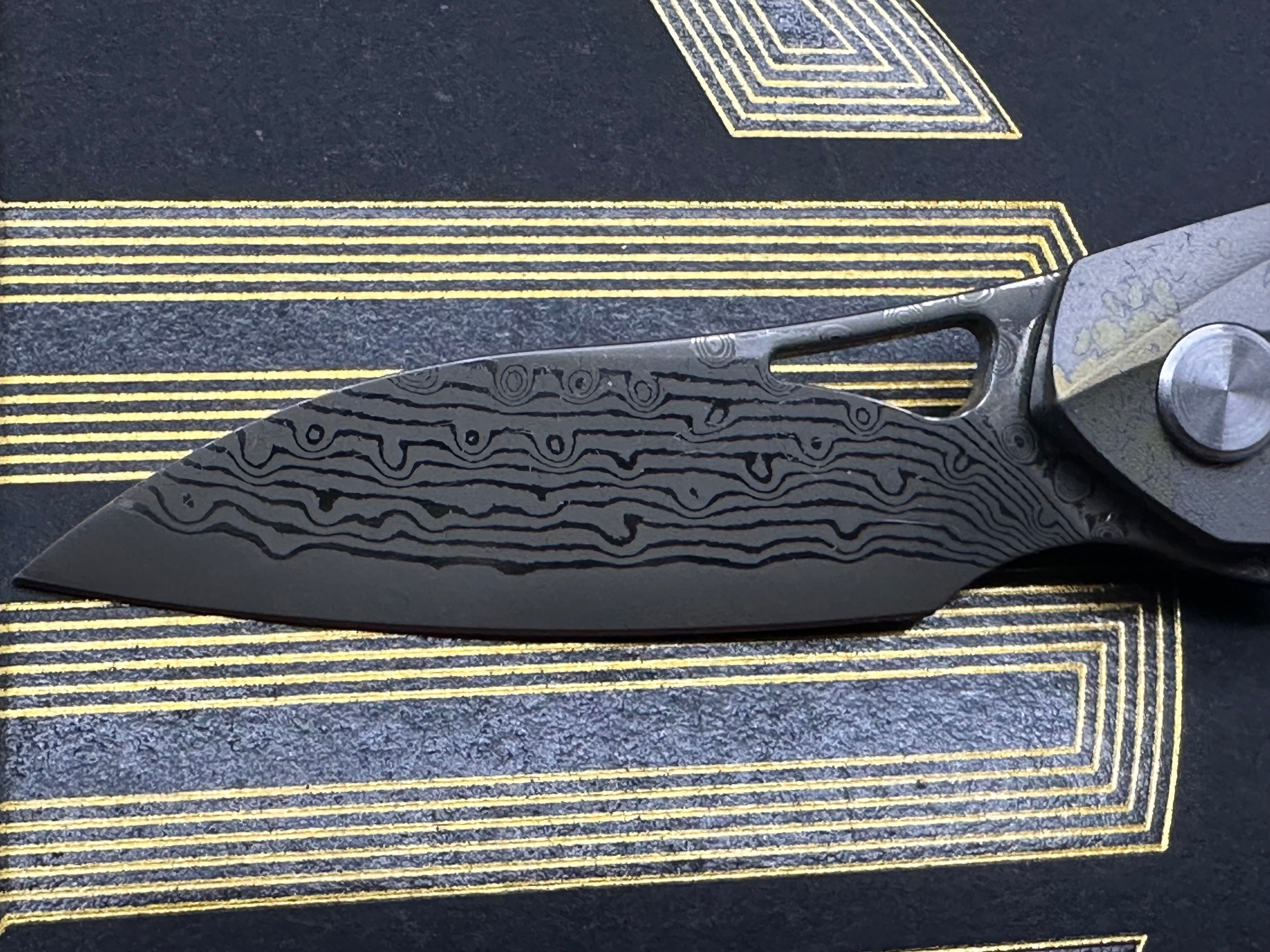 Bestech Isham Reticulan Frame Lock Folding Knife - Titanium Handle with Damascus Steel Blade - EDC Pocket Knife for Outdoor, Camping & Everyday Carry