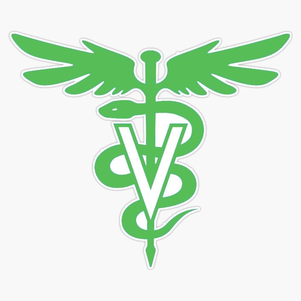 Veterinary Symbol Sticker - Green Vinyl Decal, Waterproof & Durable 5 Inch Bumper Sticker for Vet Clinics, Cars, Laptops & Animal Care Professionals