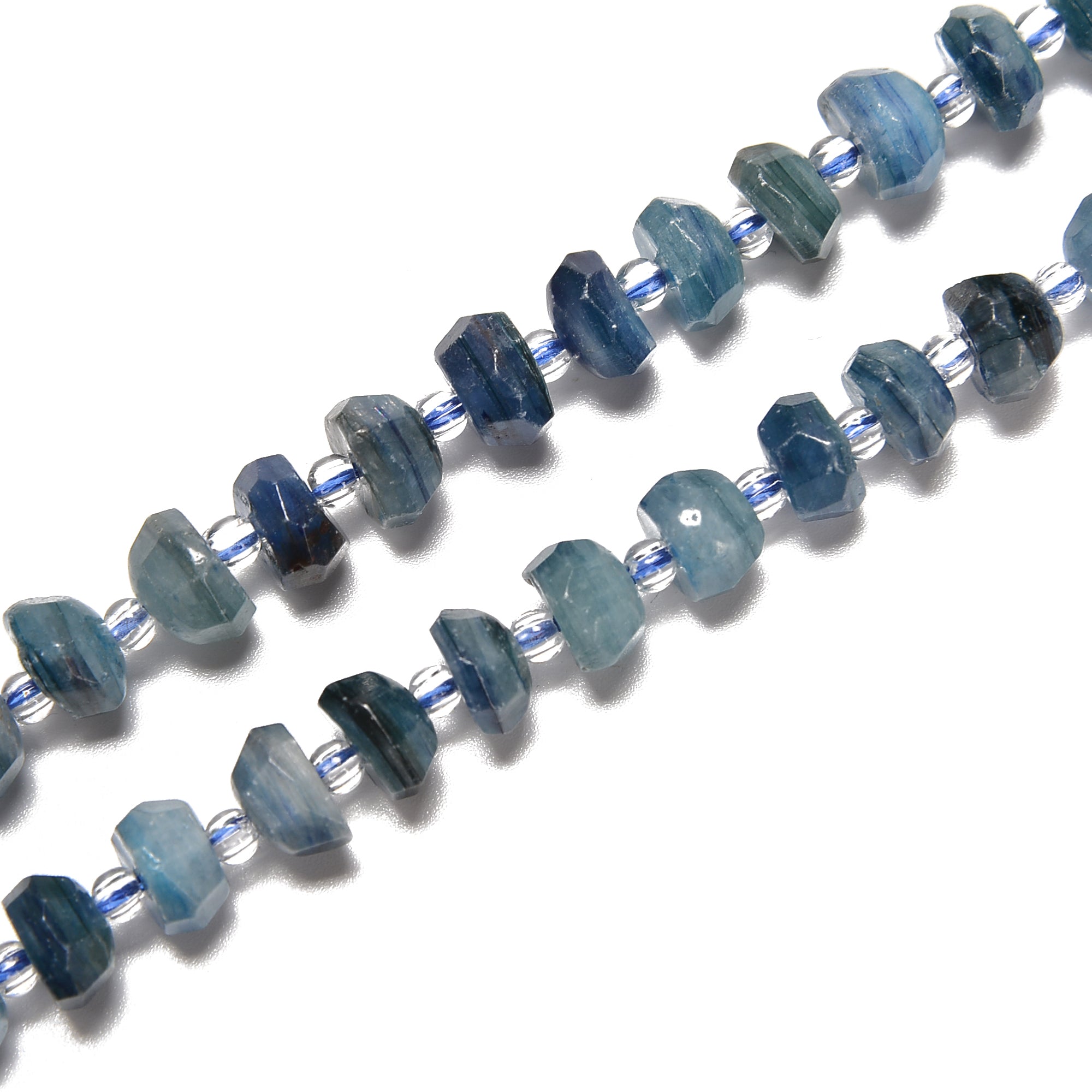Natural Light Blue Kyanite Beads - 4x7mm & 5x8mm Faceted Rondelle Gemstone Strand (15.5 Inch) for Jewelry Making, DIY Bracelets & Necklaces