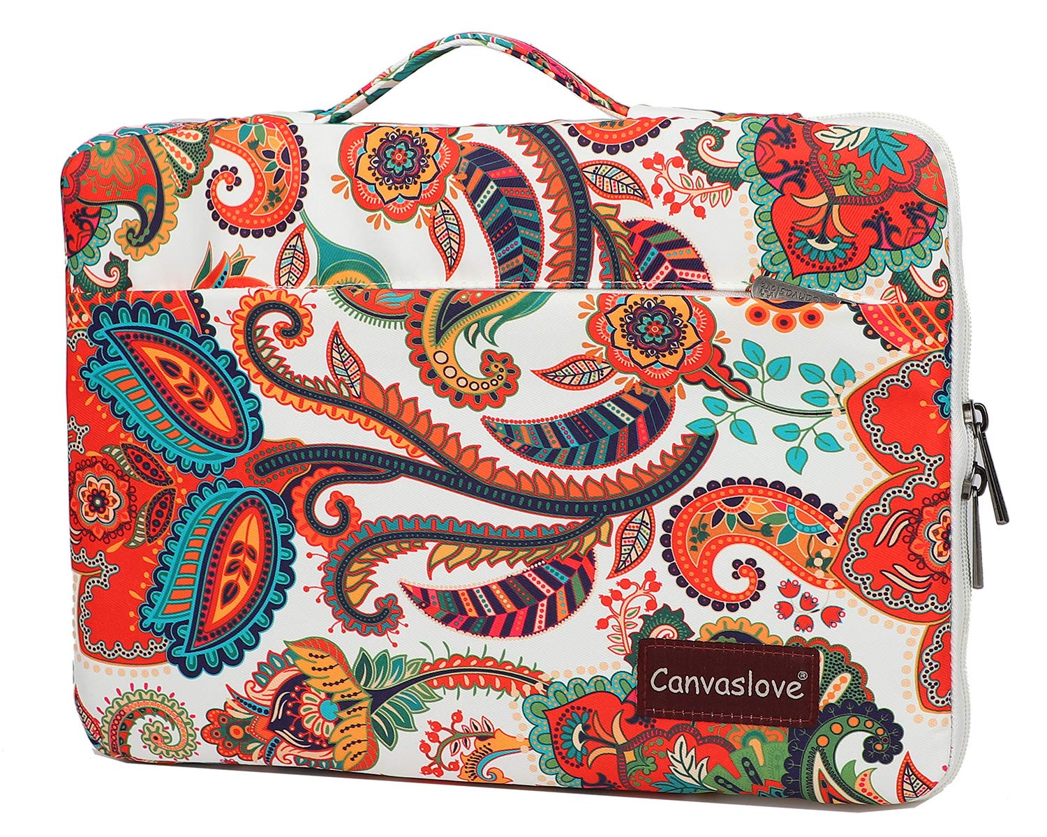 Waterproof Laptop Sleeve Case with Corner & Bottom Bubble Cushion, Handle & Pockets - 14 Inch Paisley Design - Perfect for Travel, Work & School Protection