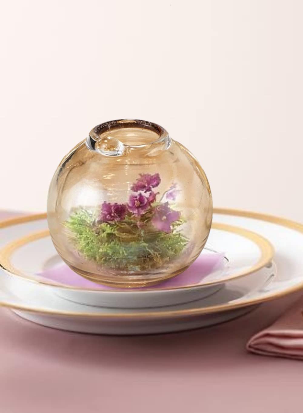 48 Amber Luster Ball Glass Bud Vases Set - 3