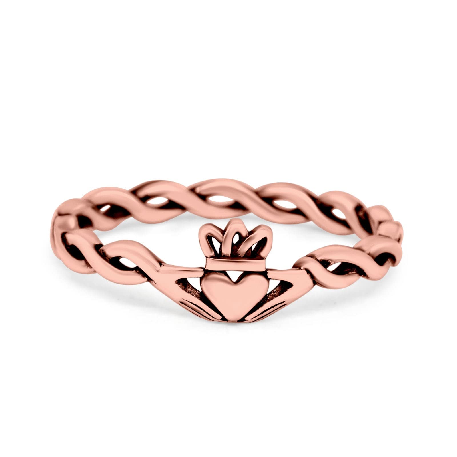Blue Apple Co. 6mm Rope Claddagh Band Oxidized Thumb Ring - 925 Sterling Silver Irish Jewelry for Men & Women - Perfect for Weddings, Anniversaries & Celtic Fashion Accessories
